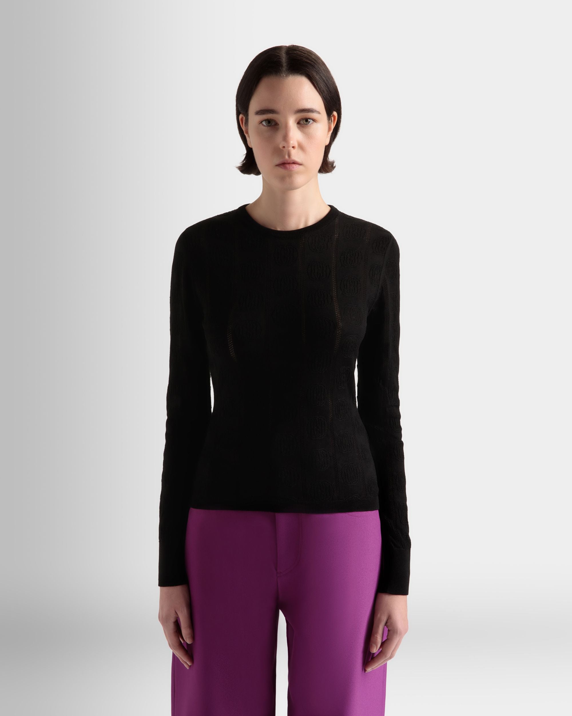 Top Girocollo In Seta E Cotone Nero - Donna - Bally - 03