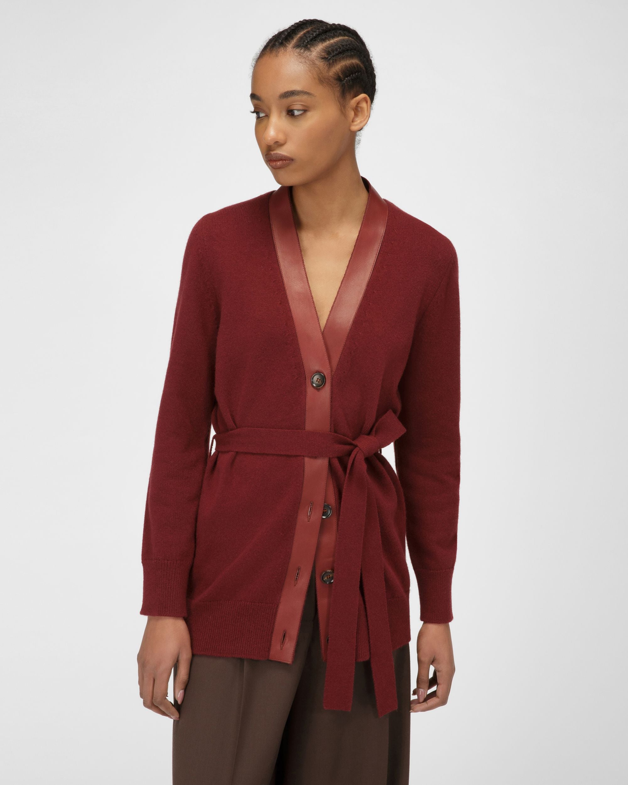 Cardigan Con Cintura In Lana Rosso Heritage - Donna - Bally - 01