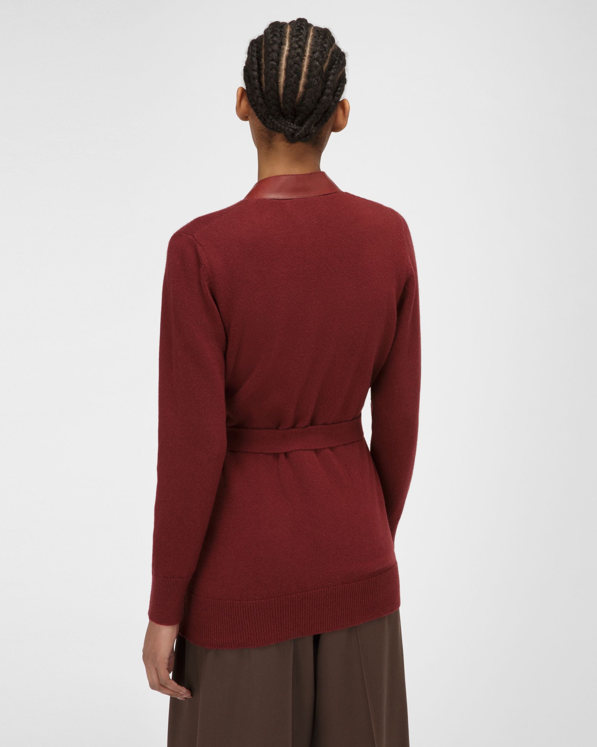 Cardigan Con Cintura In Lana Rosso Heritage - Donna - Bally - 03