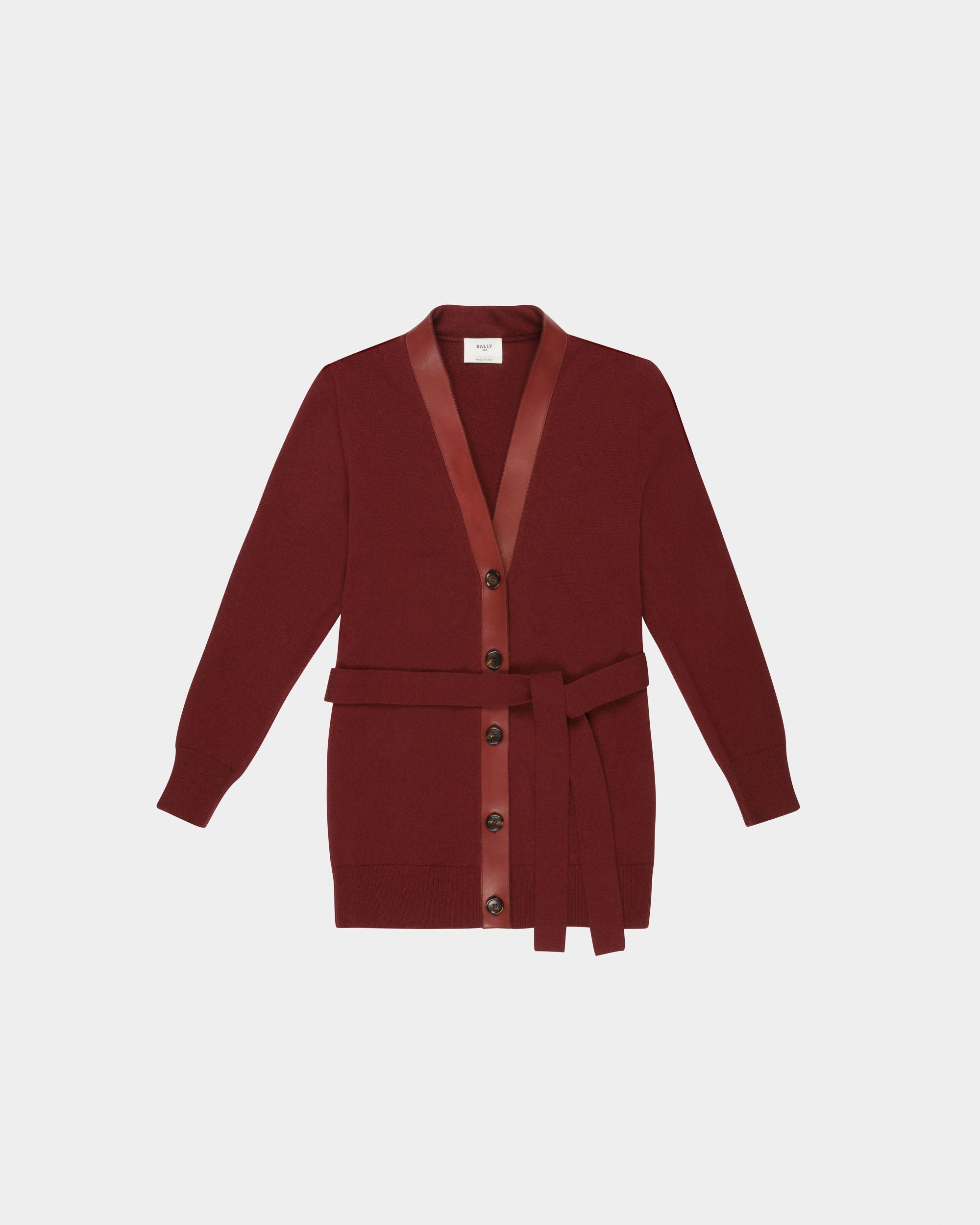 Cardigan Con Cintura In Lana Rosso Heritage - Donna - Bally - 04