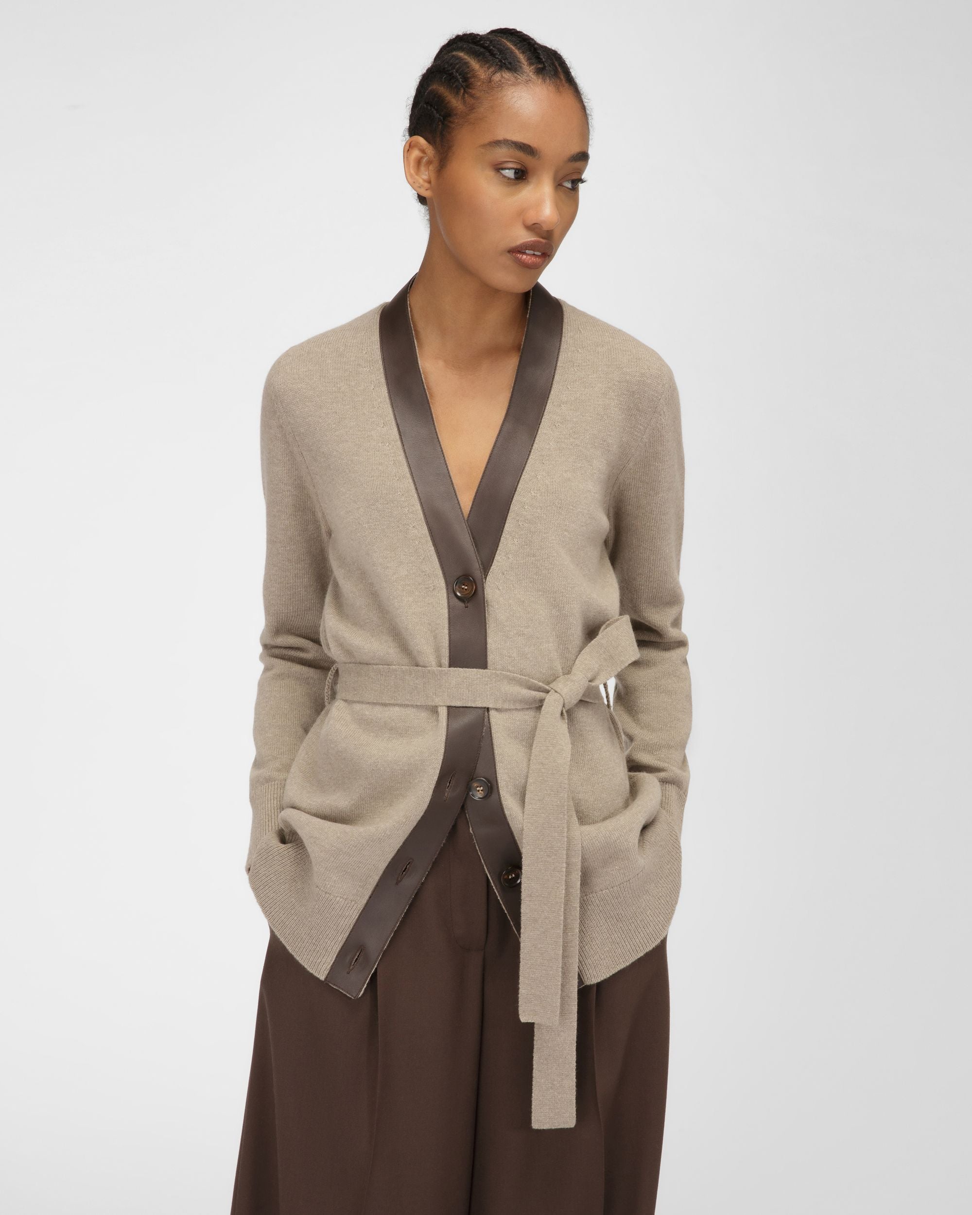 Cardigan Con Cintura Di Lana Beige - Donna - Bally - 01