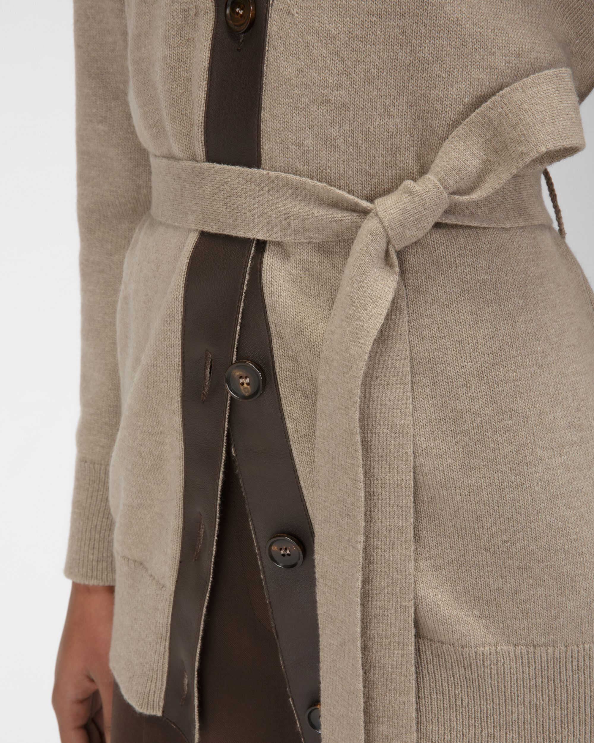 Cardigan Con Cintura Di Lana Beige - Donna - Bally - 02