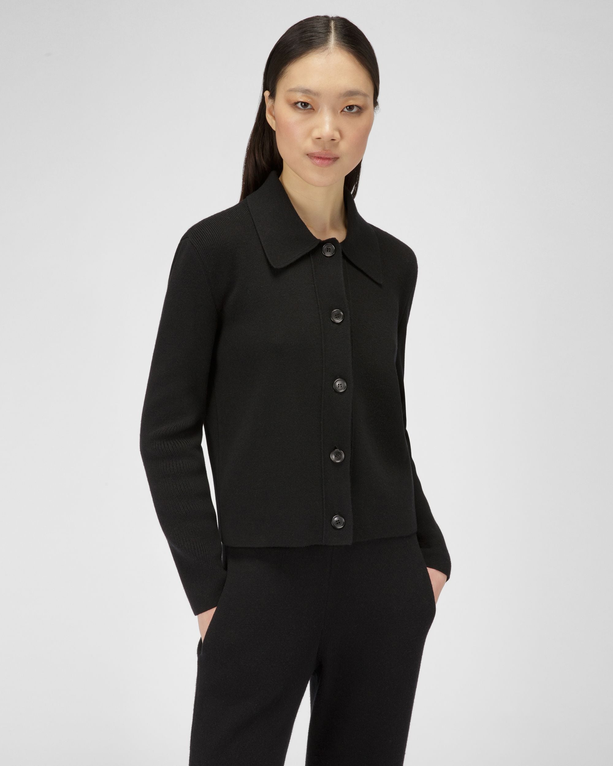 Cardigan Con Bottoni In Lana E Seta Nero - Donna - Bally - 01