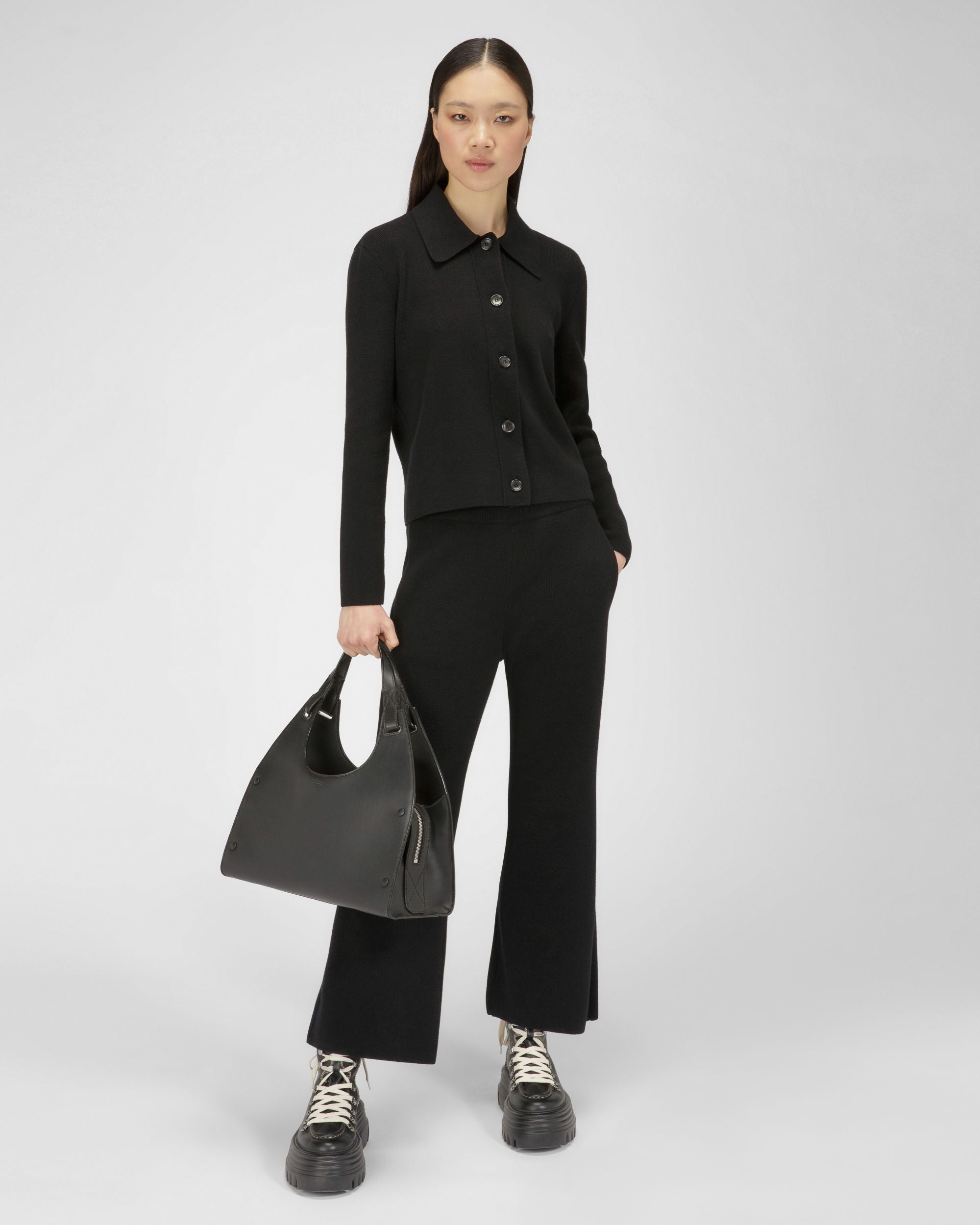 Cardigan Con Bottoni In Lana E Seta Nero - Donna - Bally - 05