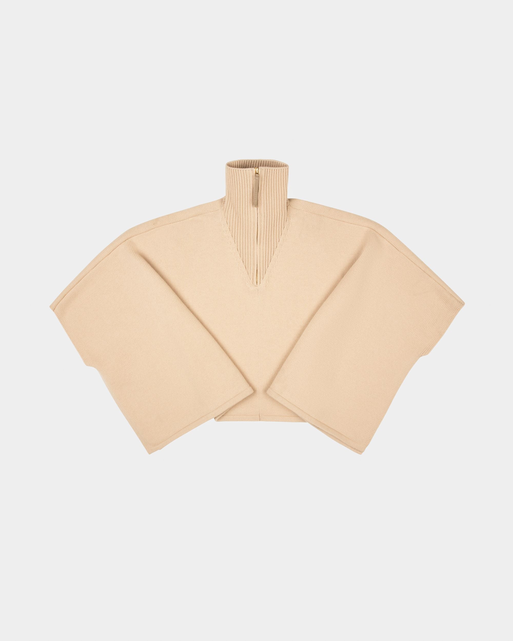 Cappa Con Collo A Coste In Misto Lana E Cashmere Colore Beige - Donna - Bally - 01
