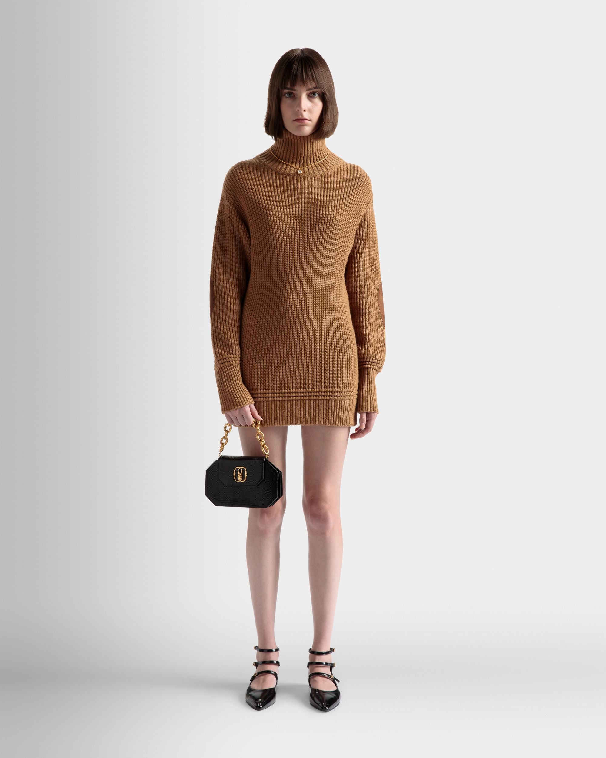 Abito A Collo Alto In Misto Lana Marrone - Donna - Bally - 02