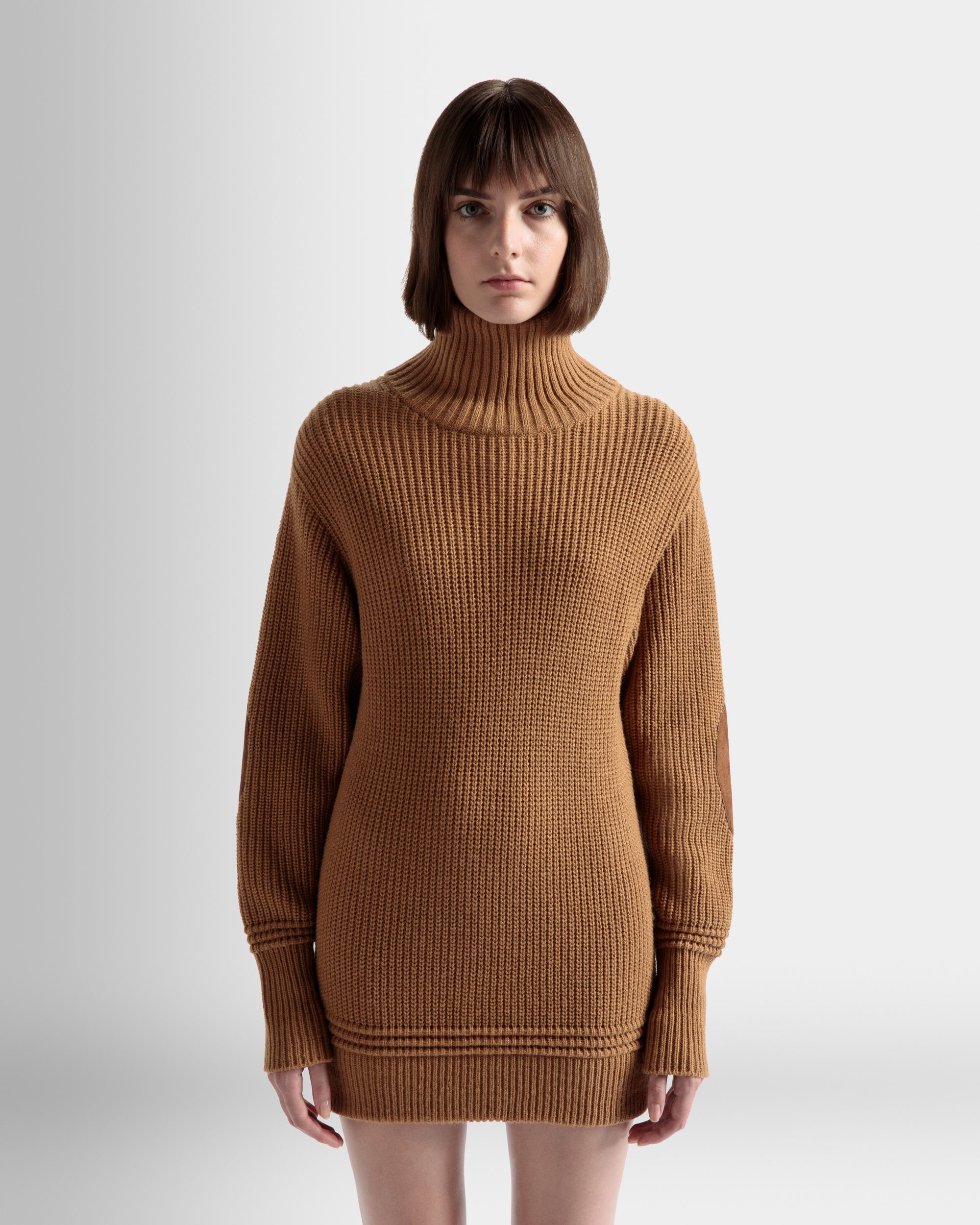 Abito A Collo Alto In Misto Lana Marrone - Donna - Bally - 03