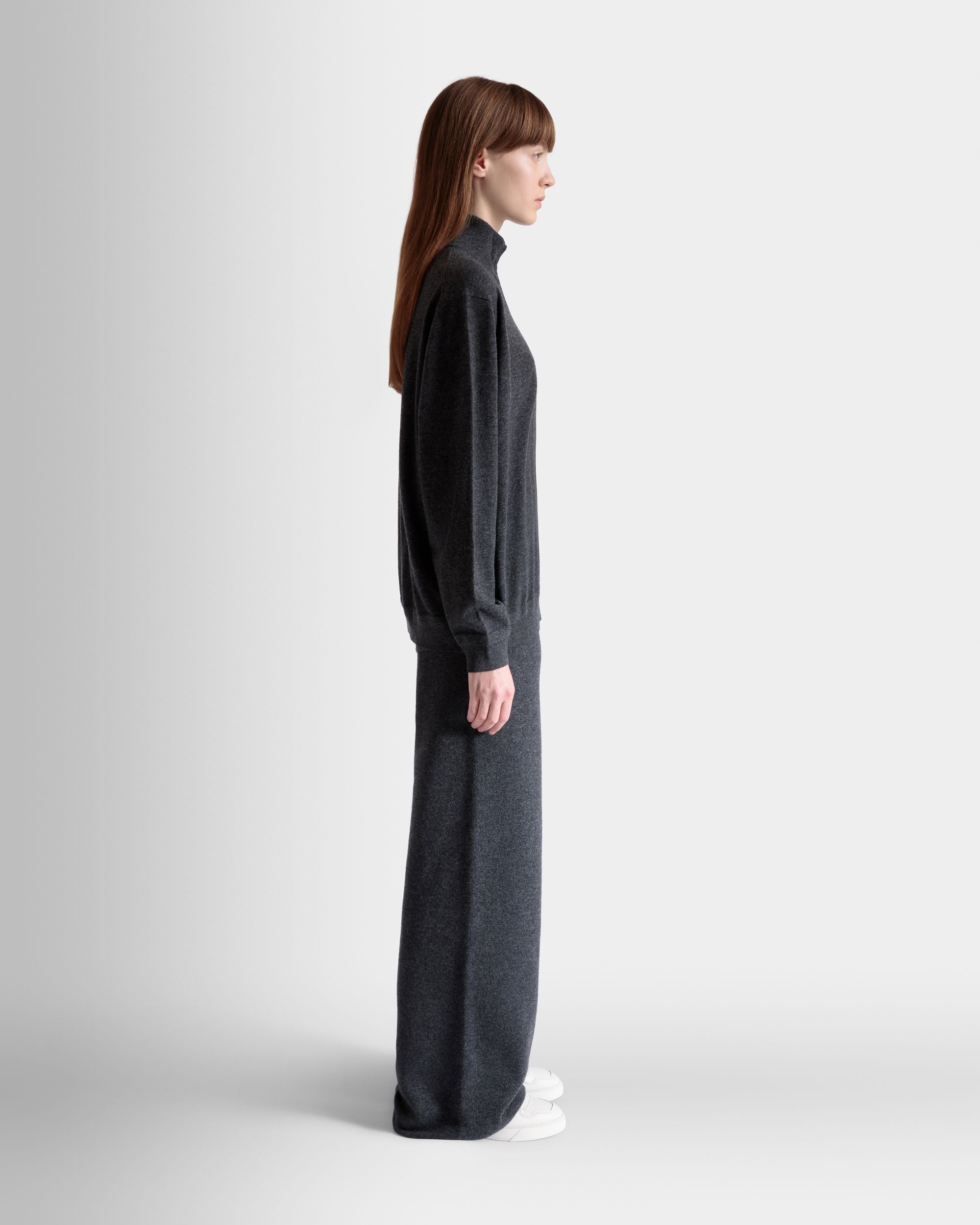 Pantalone In Maglia Di Lana E Cachemire Grigio Scuro - Donna - Bally - 06
