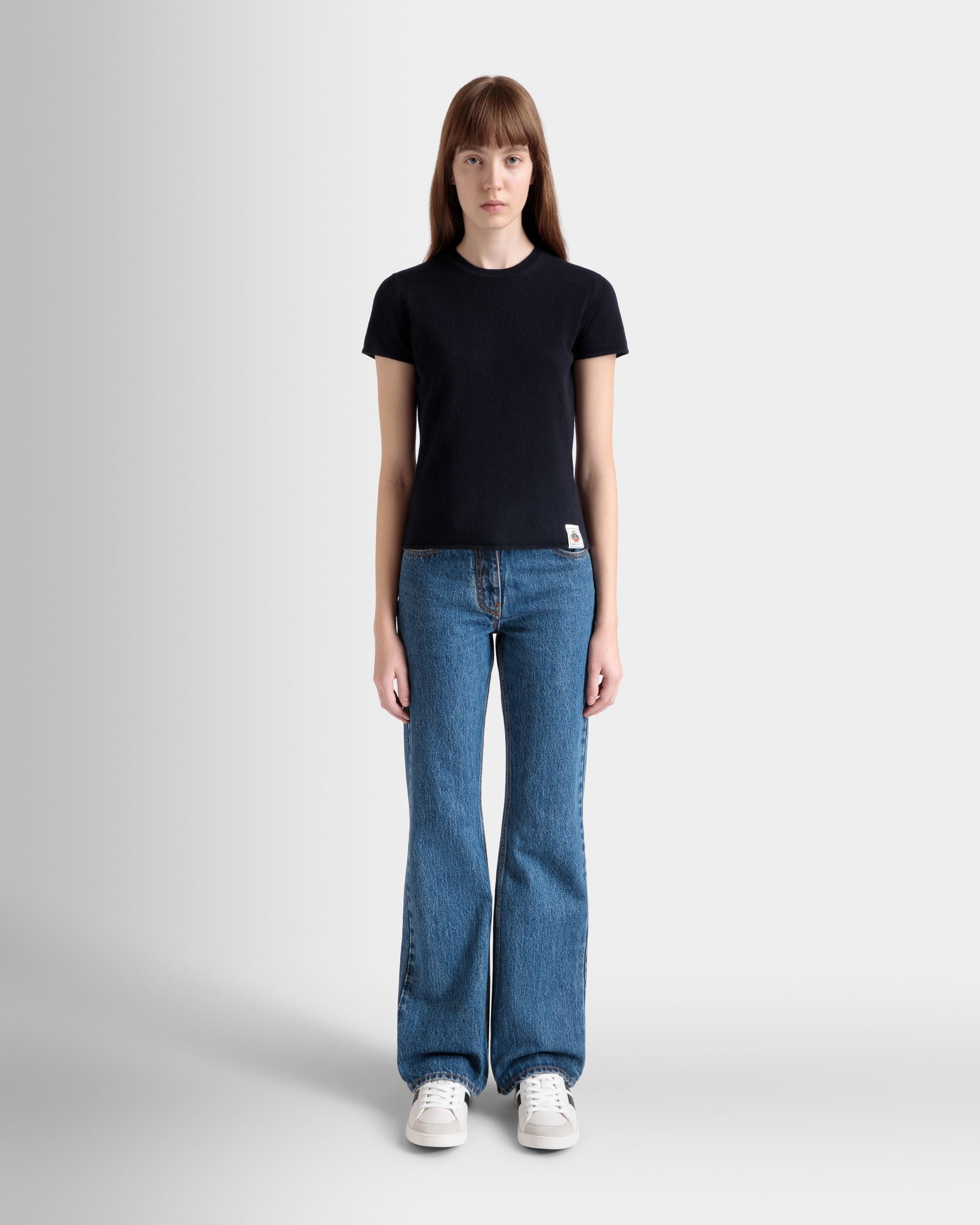 Top In Cachemire Navy Blue Lavorato A Maglia - Donna - Bally - 02