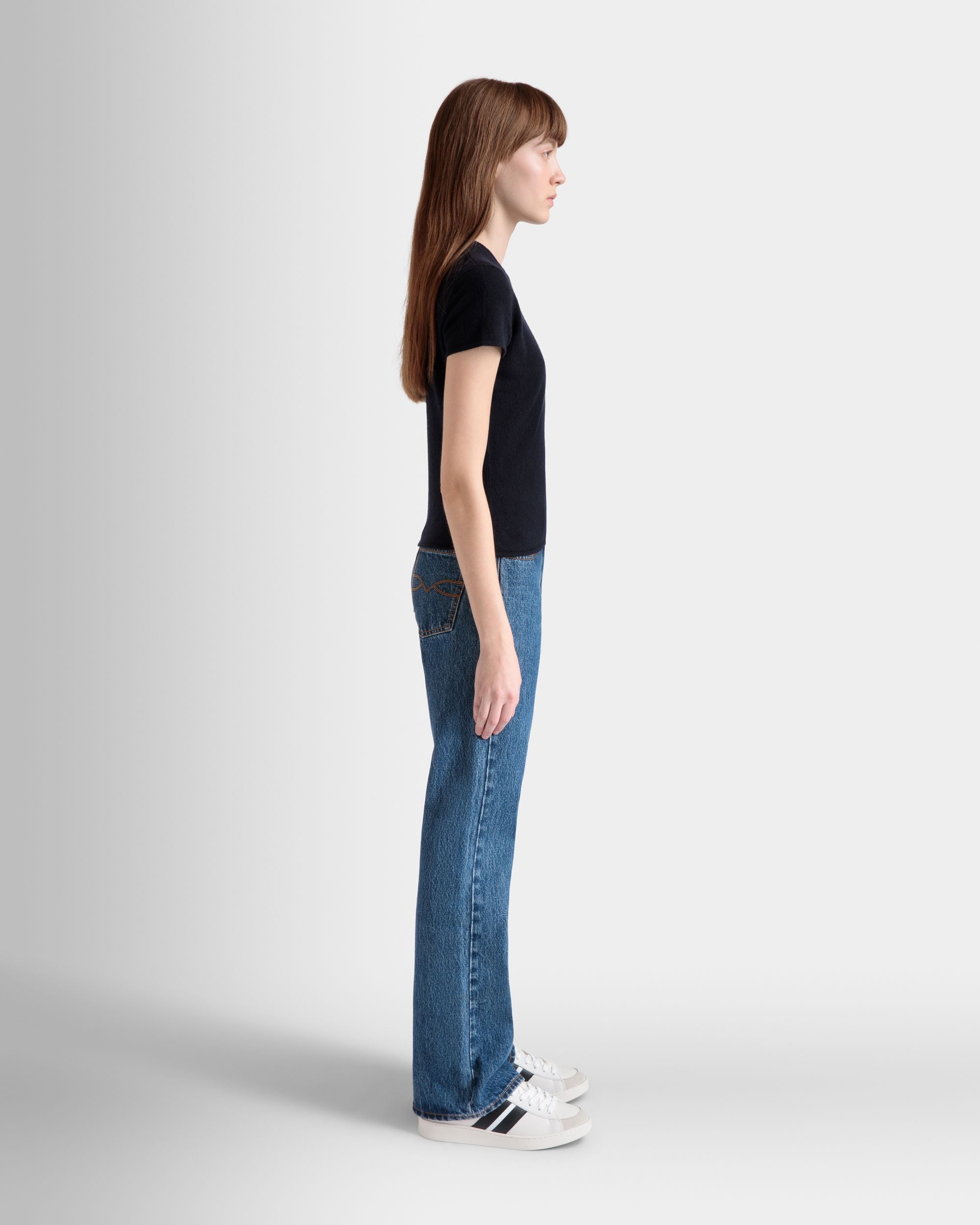 Top In Cachemire Navy Blue Lavorato A Maglia - Donna - Bally - 04