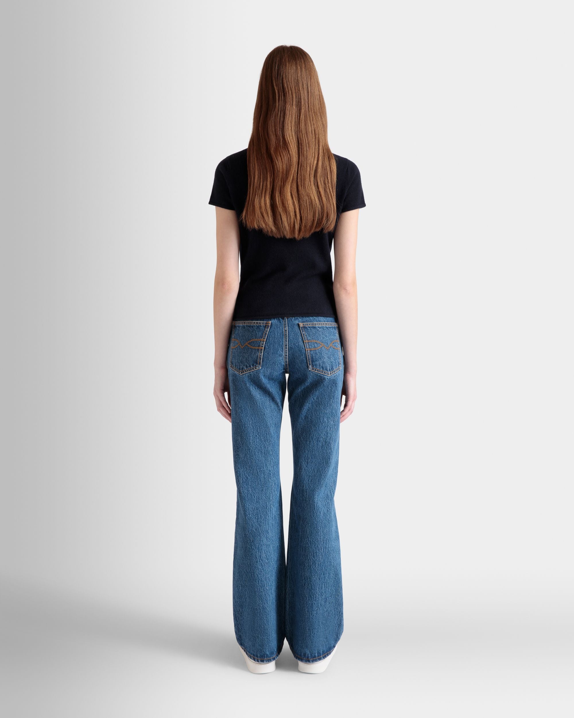 Top In Cachemire Navy Blue Lavorato A Maglia - Donna - Bally - 07