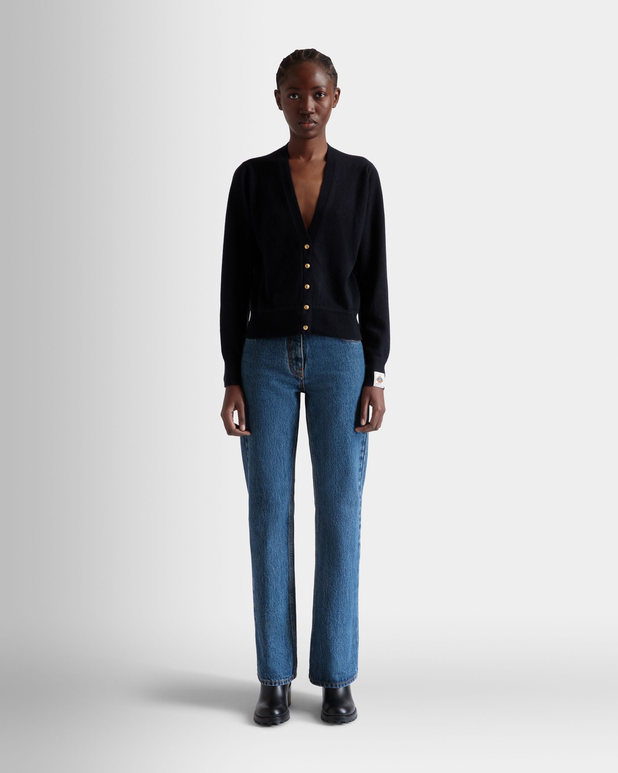 Cardigan In Cachemire Navy Blue - Donna - Bally - 02