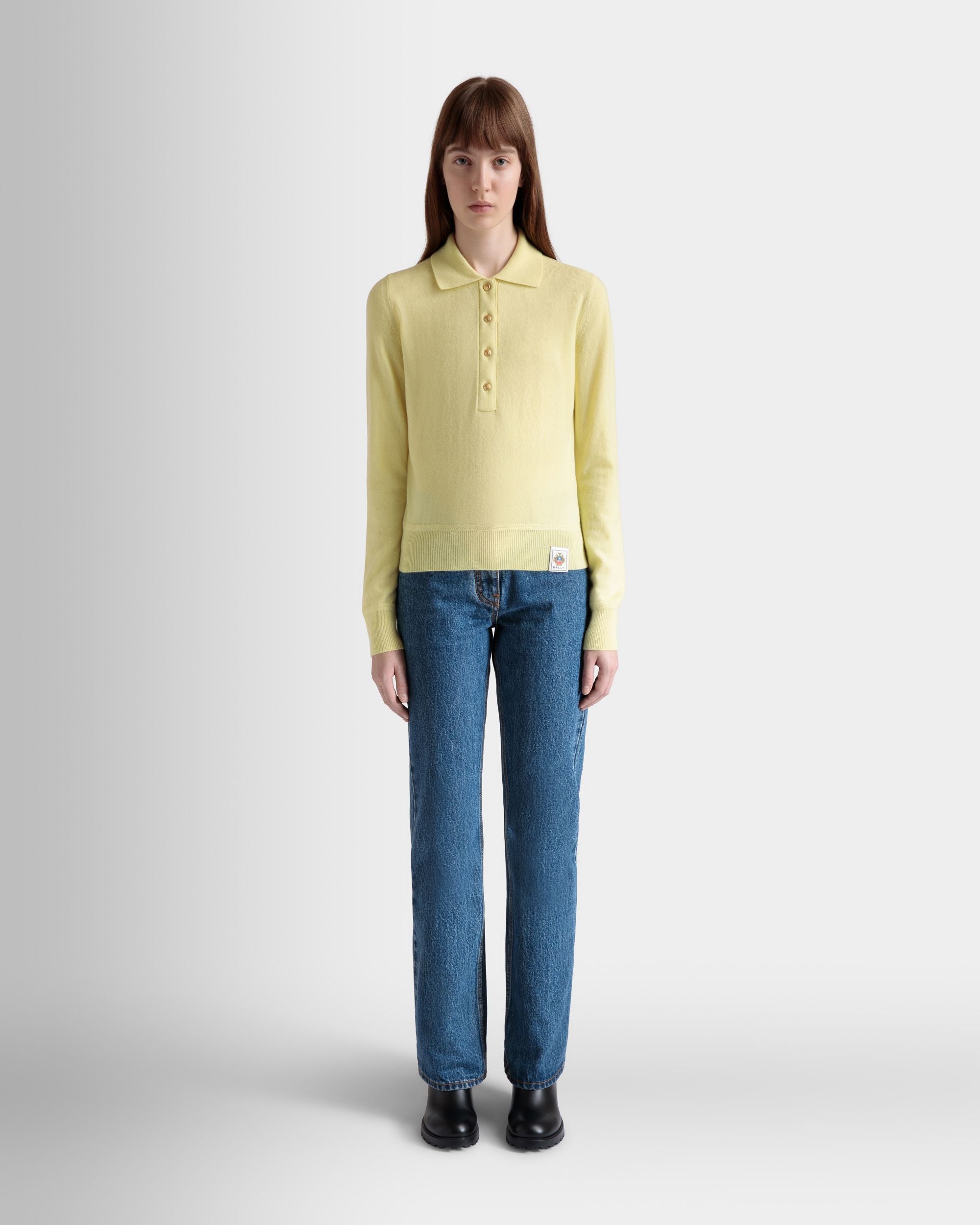 Polo In Cachemire Cream Lavorato A Maglia - Donna - Bally - 02