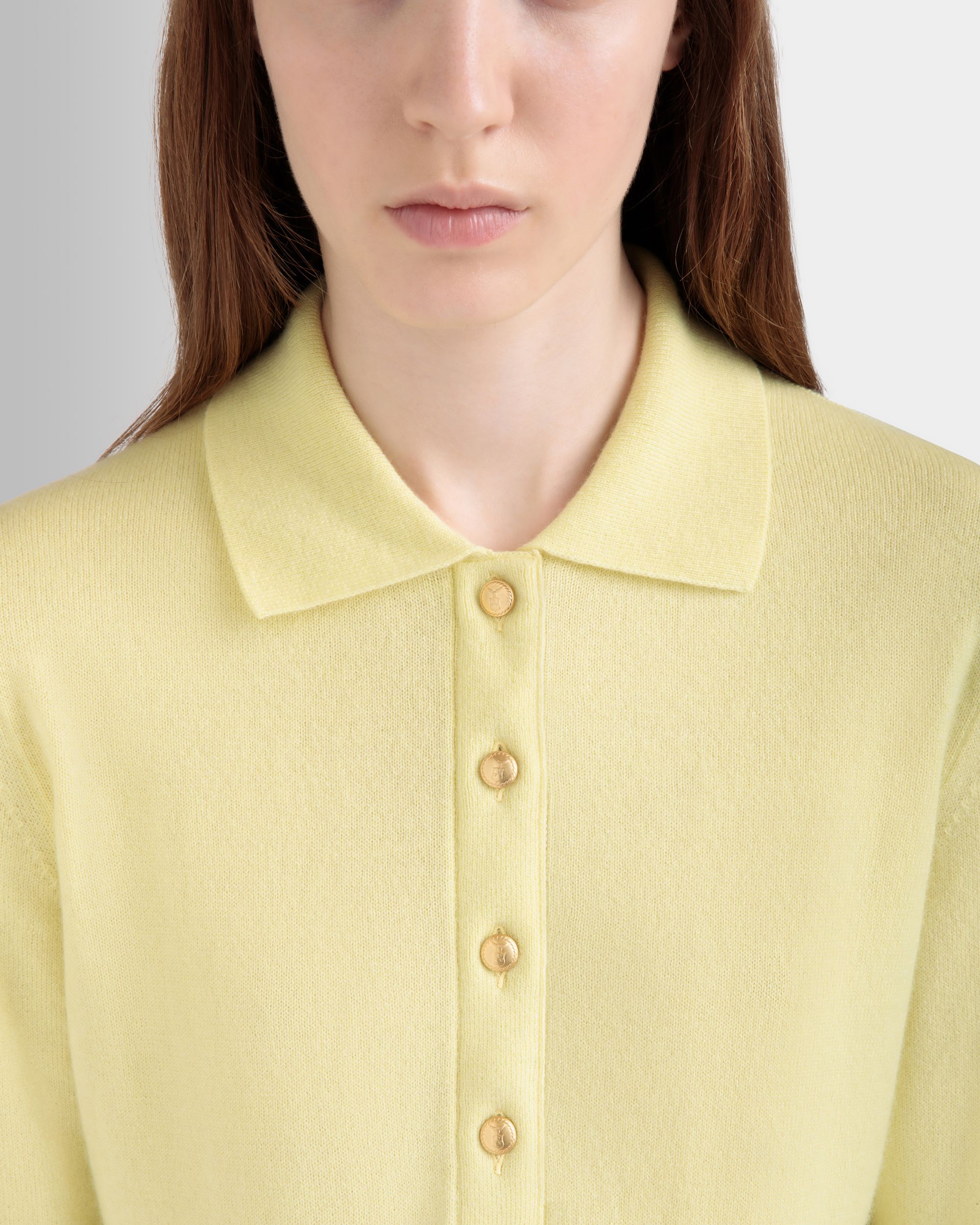 Polo In Cachemire Cream Lavorato A Maglia - Donna - Bally - 04