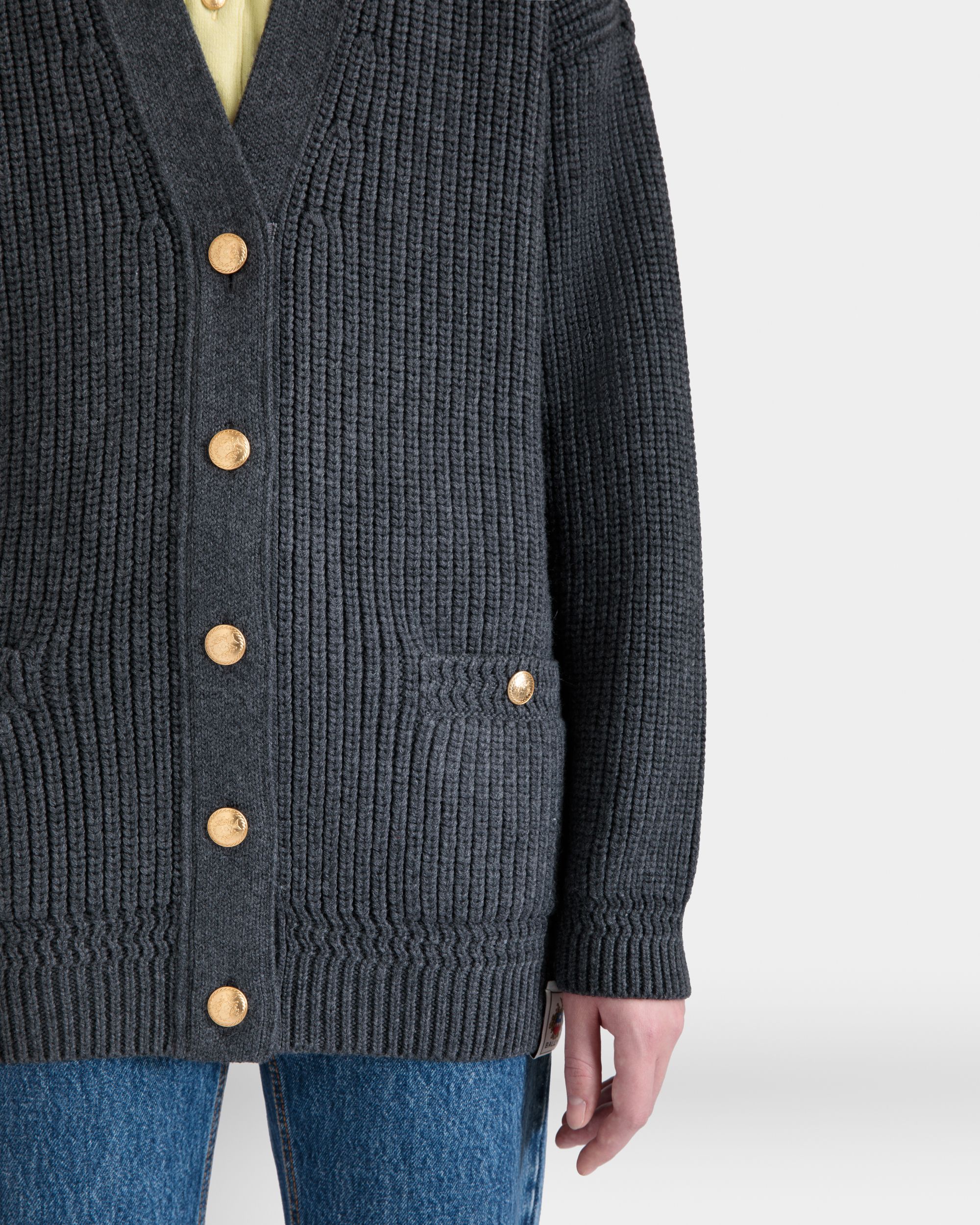 Cardigan In Lana Grigio Scuro - Donna - Bally - 04