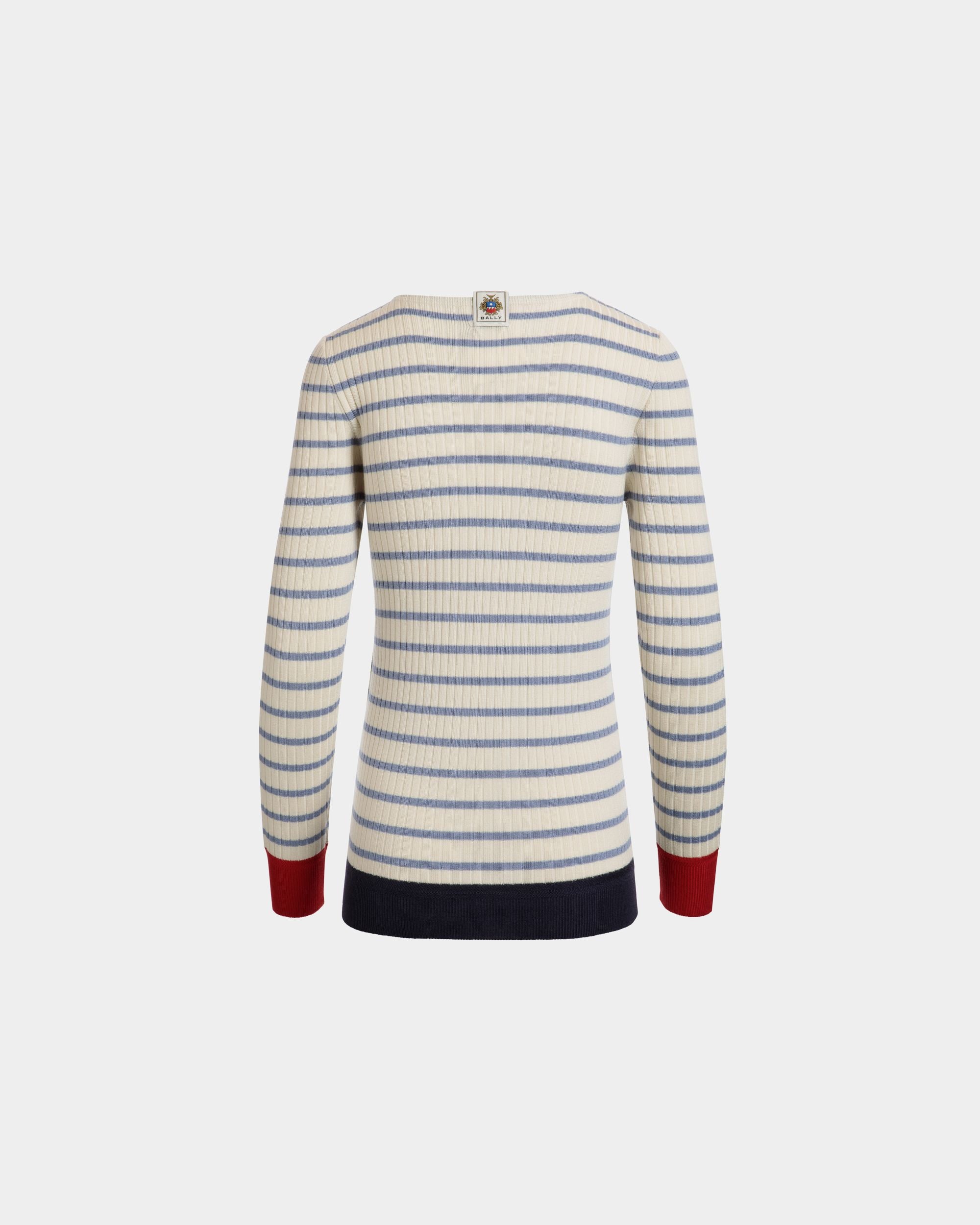 Top A Maniche Lunghe In Misto Lana Avorio E Light Blue - Donna - Bally - 07