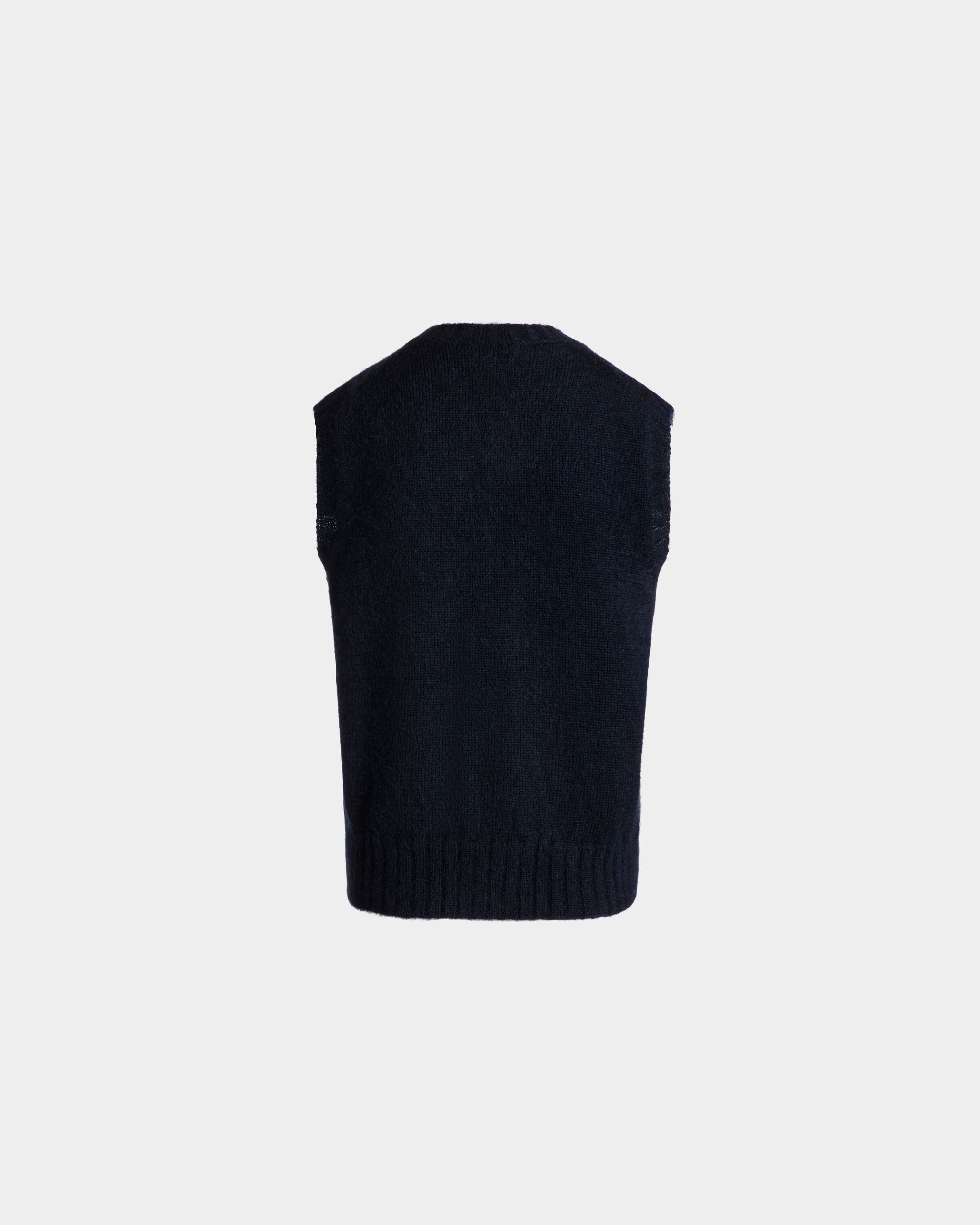Gilet In Mohair Lavorato A Maglia E Seta Navy Blue - Donna - Bally - 07