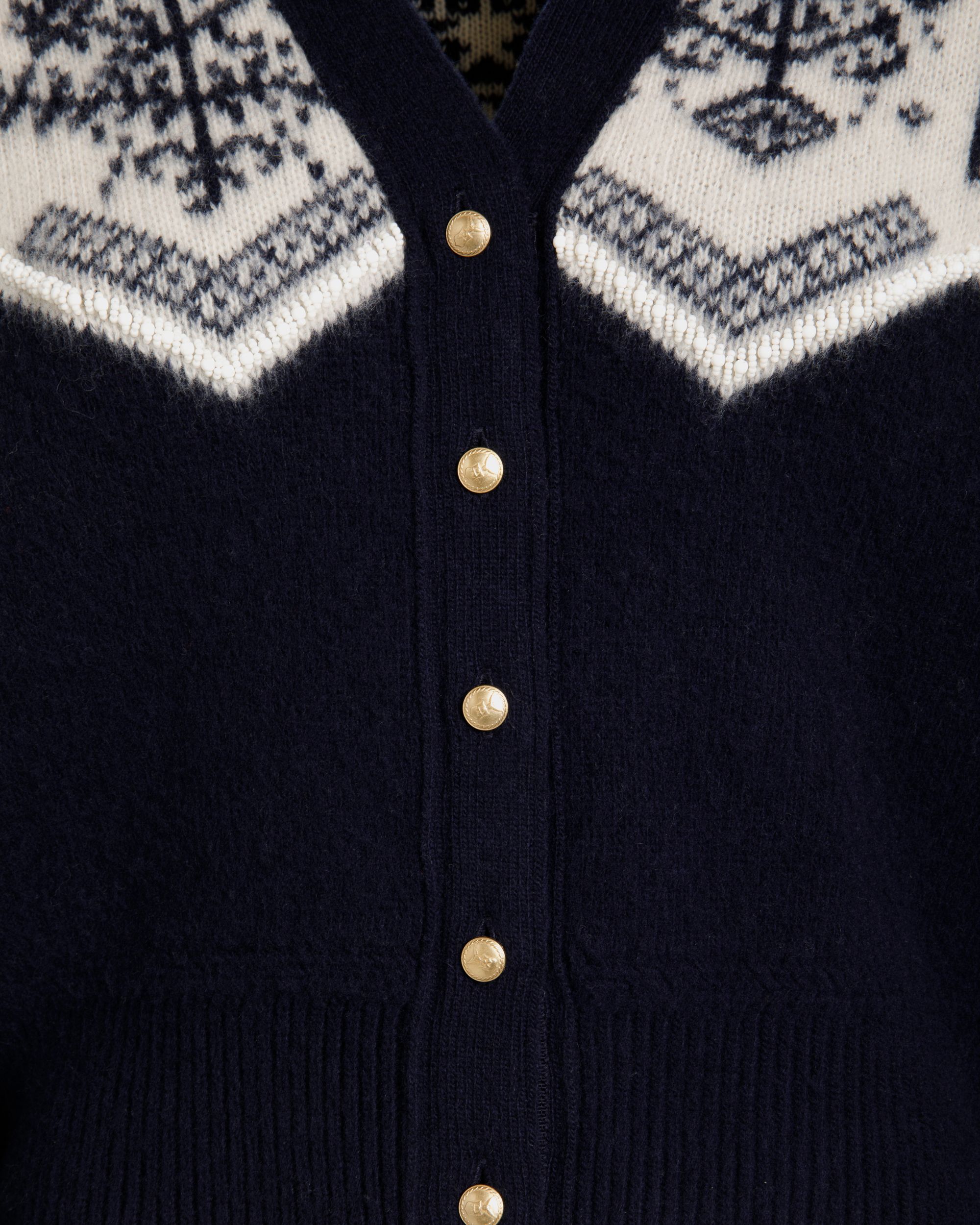 Cardigan Winter Capsule In Lana Navy Blue Con Motivo Heritage Flower - Donna - Bally - 04