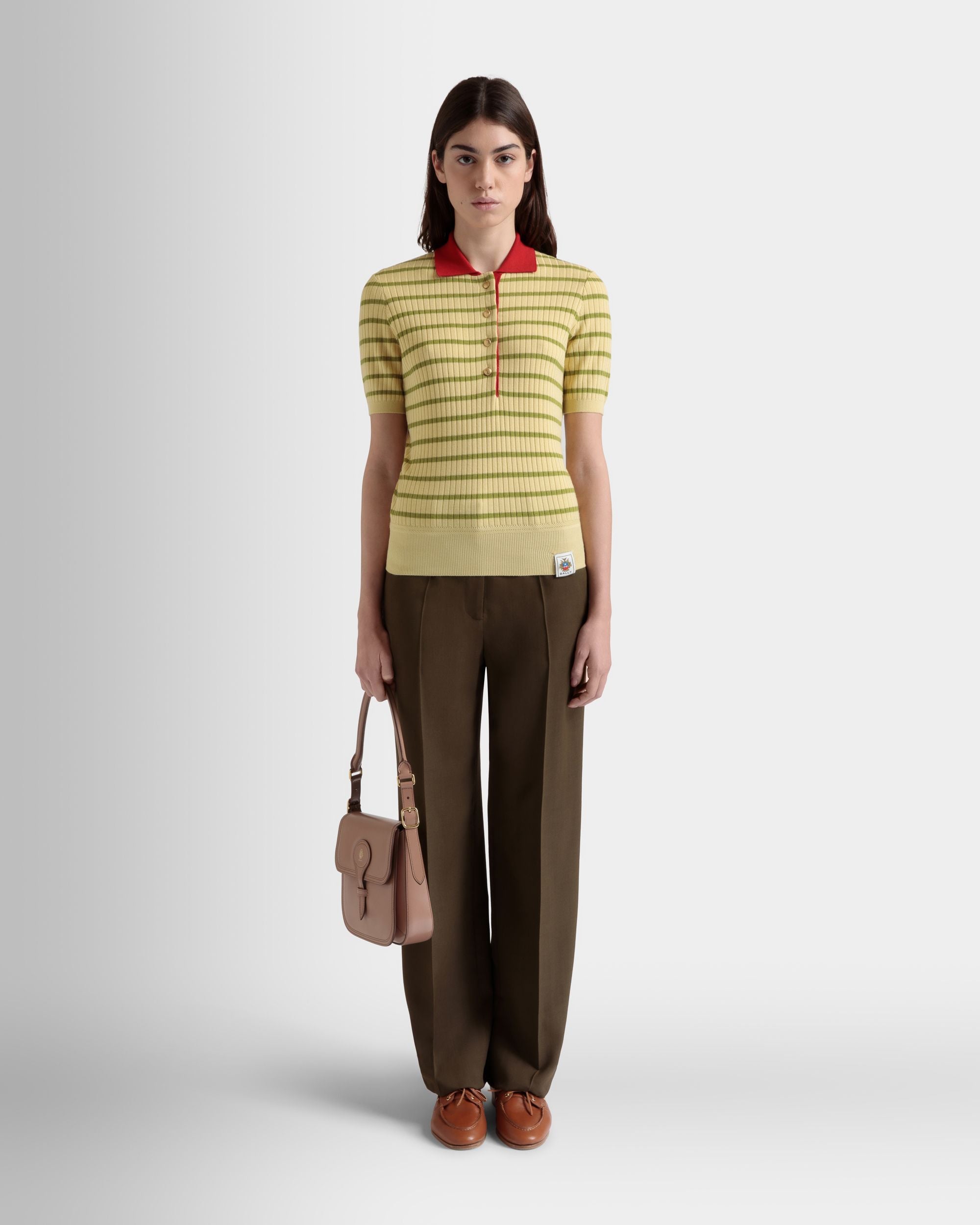 Polo In Misto Lana Dusty Yellow Lavorata A Maglia - Donna - Bally - 02