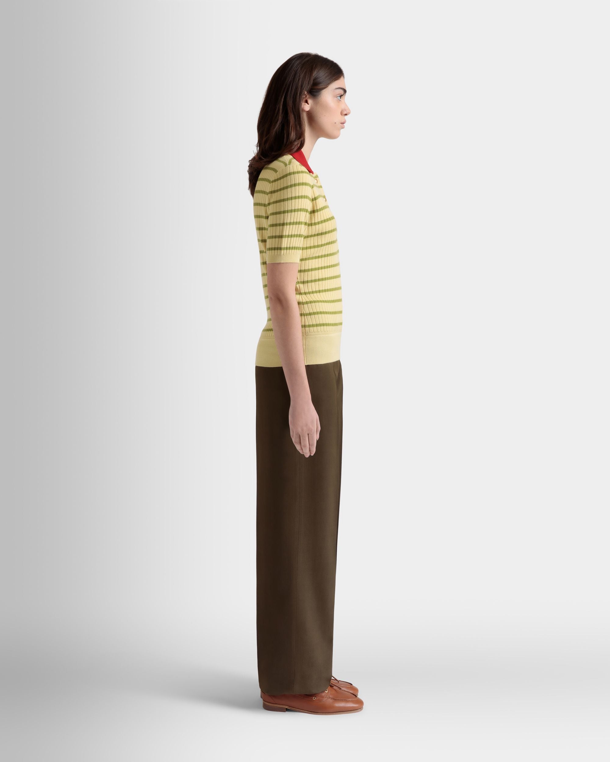 Polo In Misto Lana Dusty Yellow Lavorata A Maglia - Donna - Bally - 05