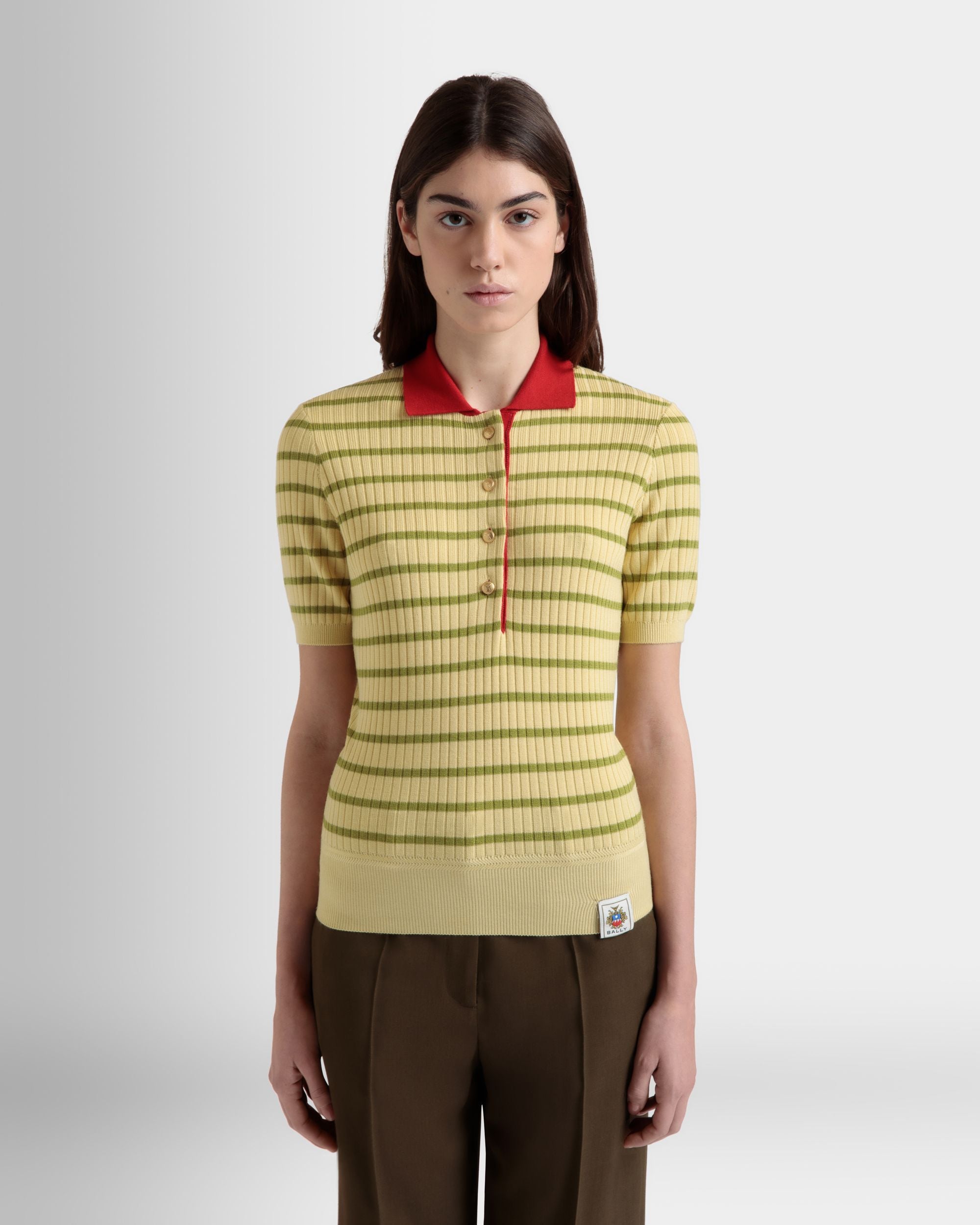 Polo In Misto Lana Dusty Yellow Lavorata A Maglia - Donna - Bally - 08