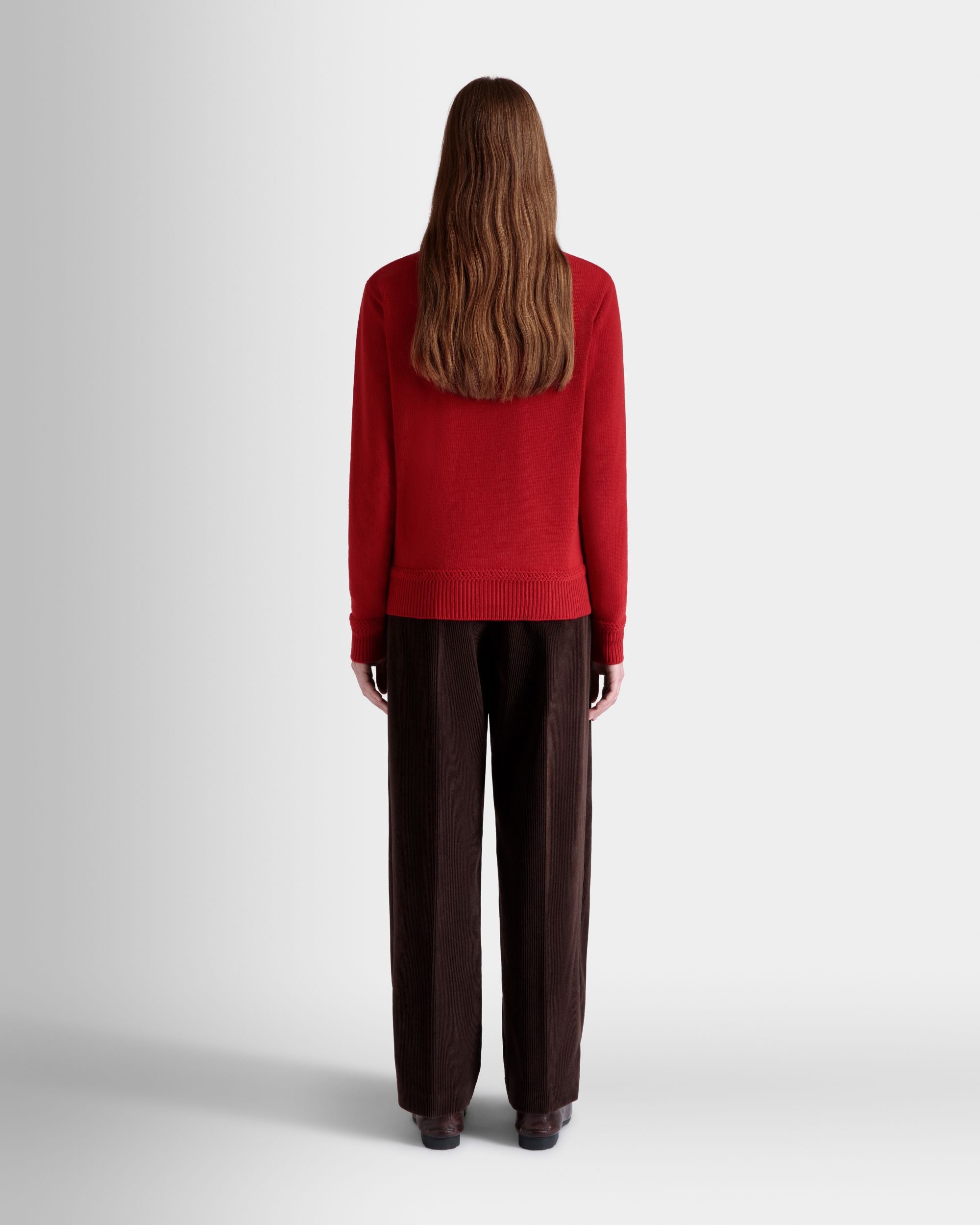 Pullover Girocollo Winter Capsule In Lana Rossa Con Ricamo Alpine Flowers - Donna - Bally - 03