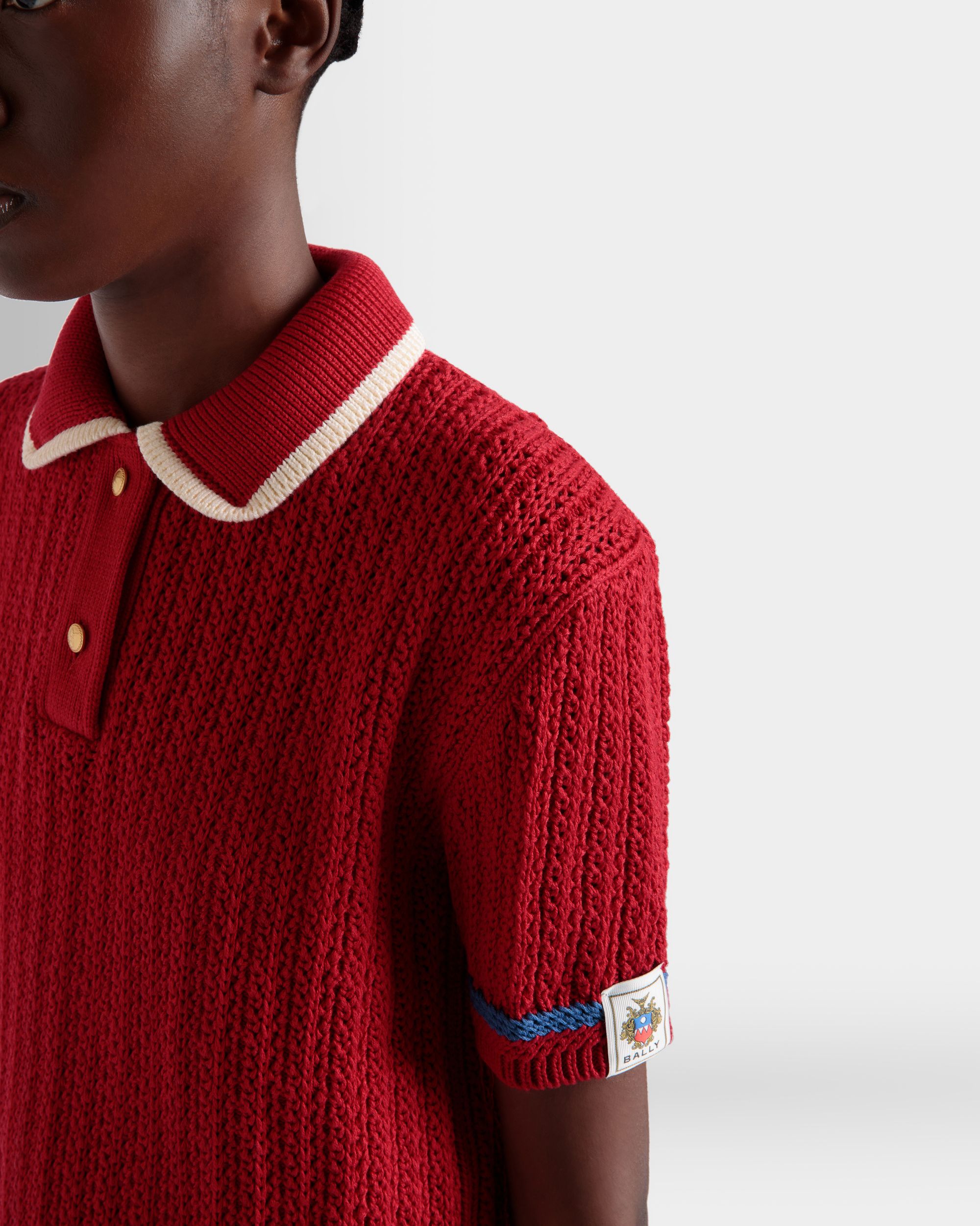 Polo In Maglia Di Cotone Rossa - Donna - Bally - 03