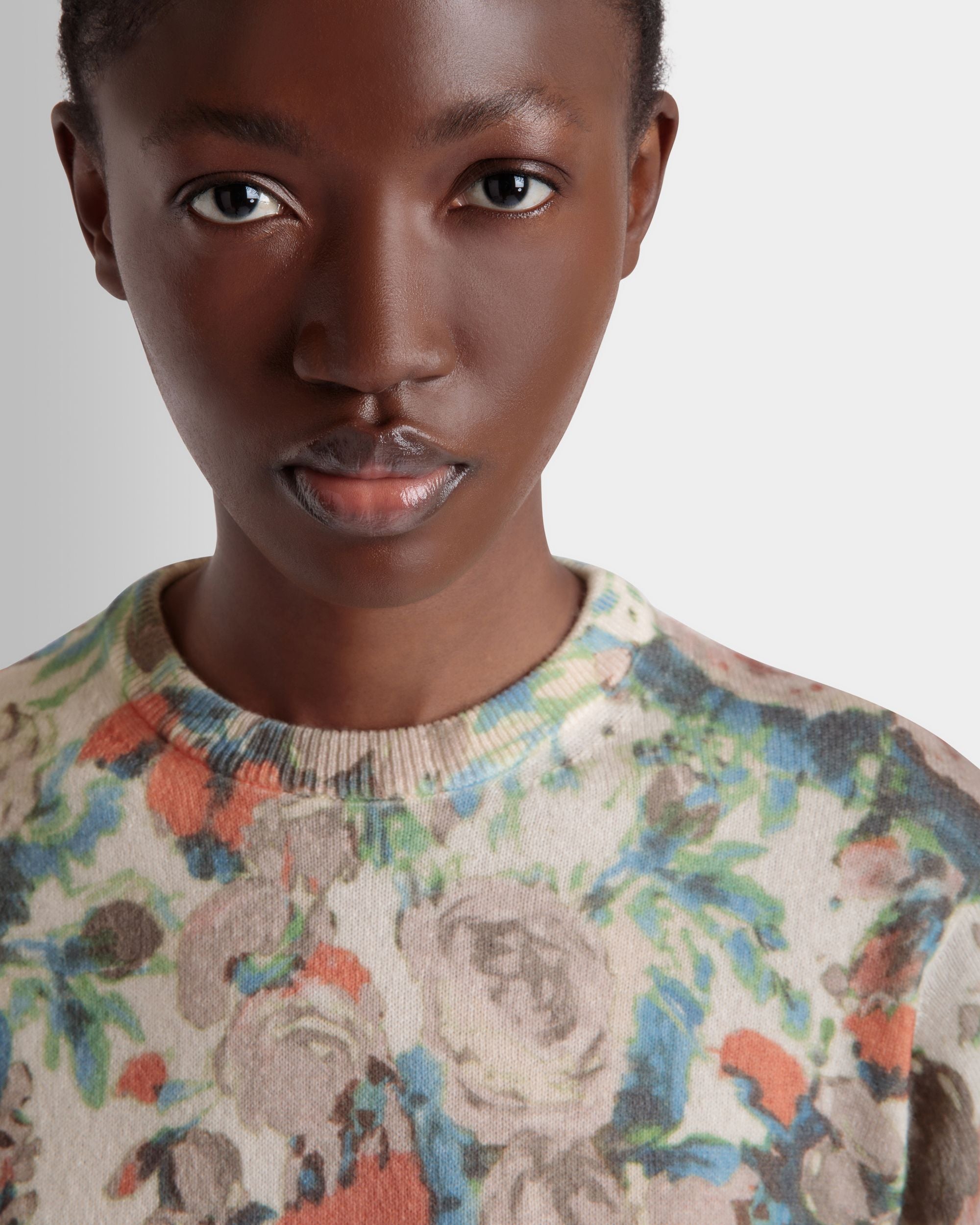 Top In Maglia Di Cashmere Multicolore Con Stampa Rosengarten - Donna - Bally - 03