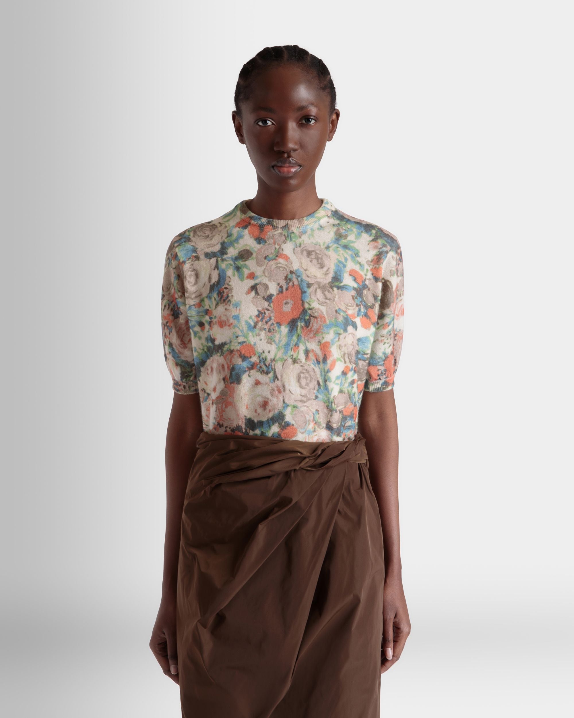 Top In Maglia Di Cashmere Multicolore Con Stampa Rosengarten - Donna - Bally - 08