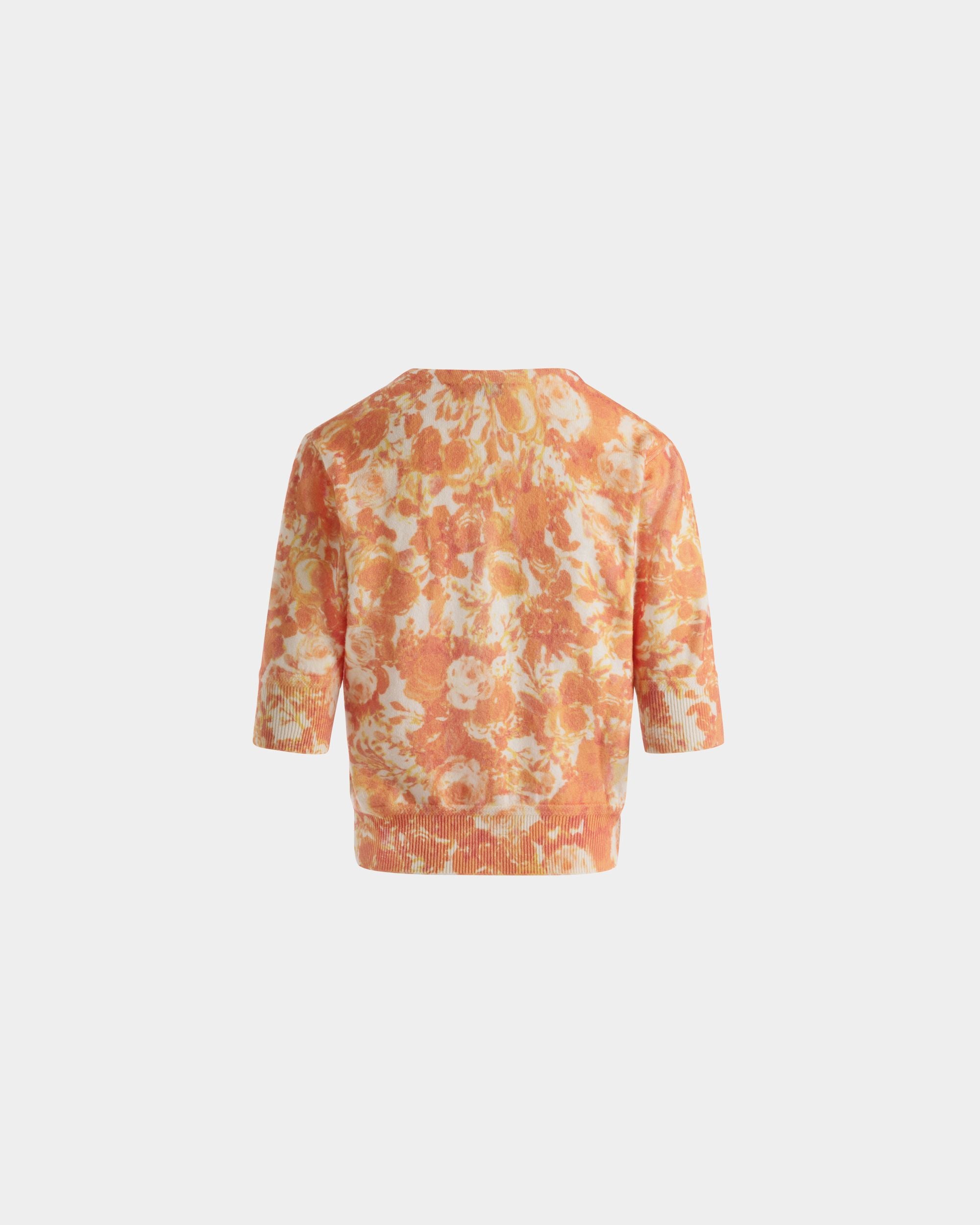Cardigan In Cashmere Koi Orange Con Stampa Rosengarten - Donna - Bally - 07