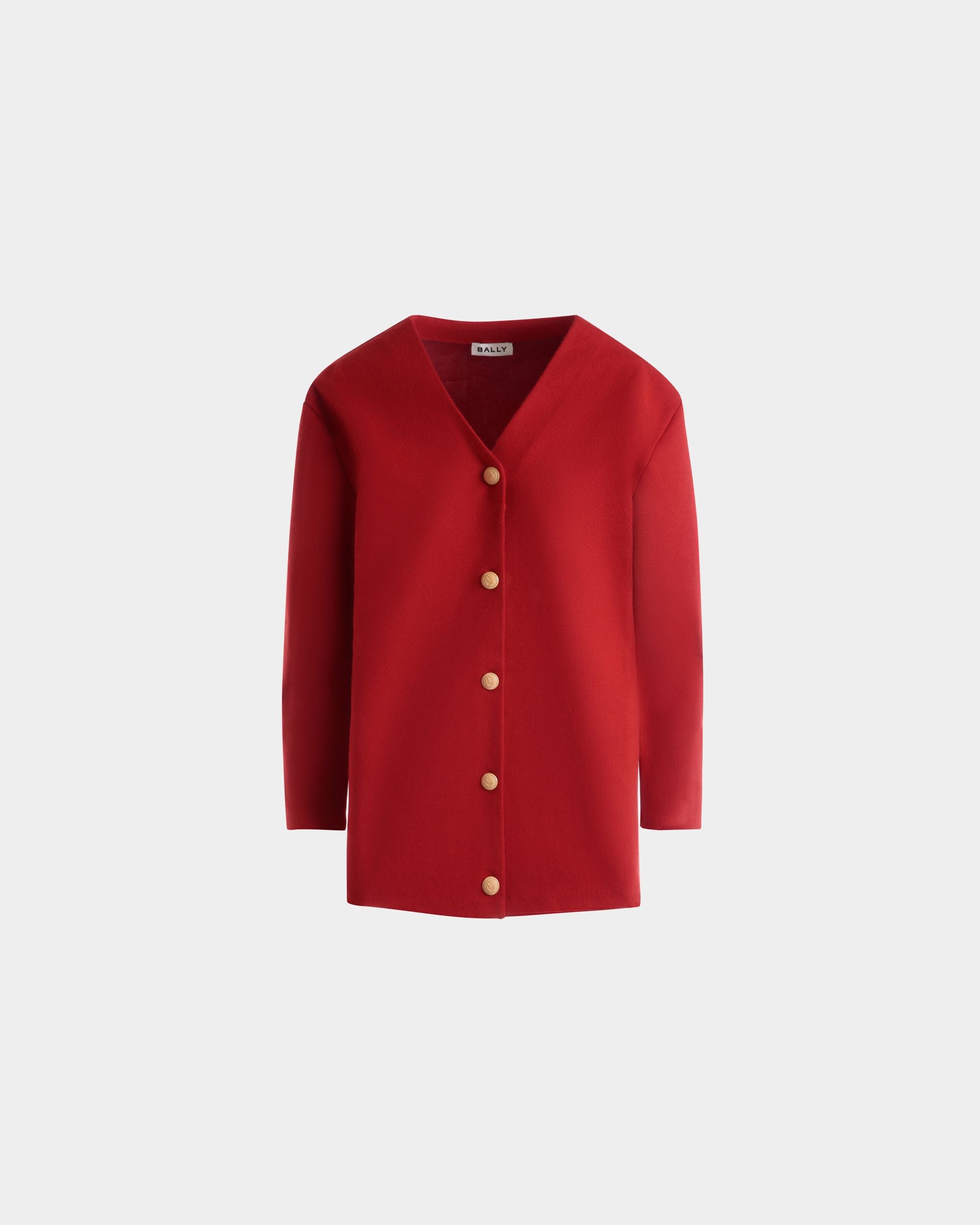 Cardigan In Misto Lana E Seta Rosso - Donna - Bally - 01