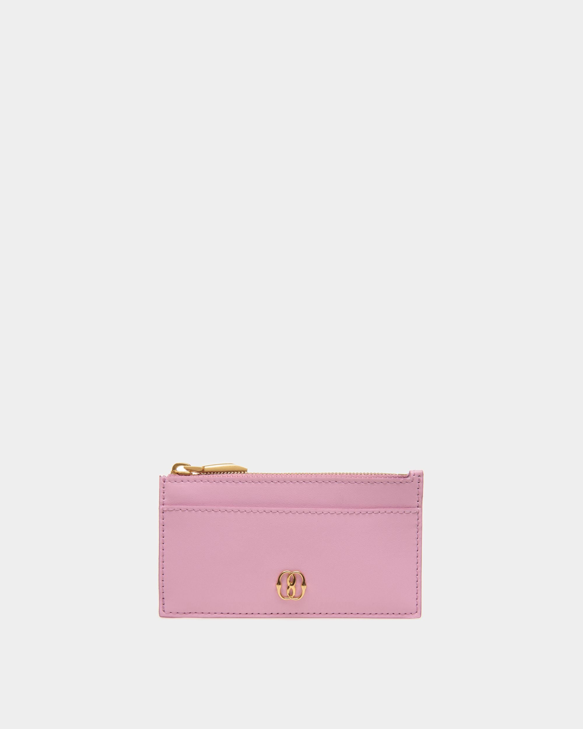 Portacarte Con Zip Emblem In Pelle Rosa - Donna - Bally - 01