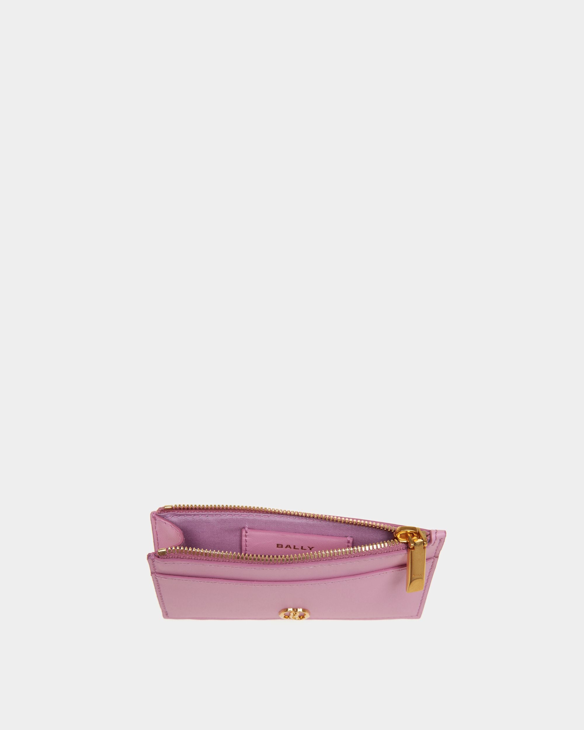 Portacarte Con Zip Emblem In Pelle Rosa - Donna - Bally - 03