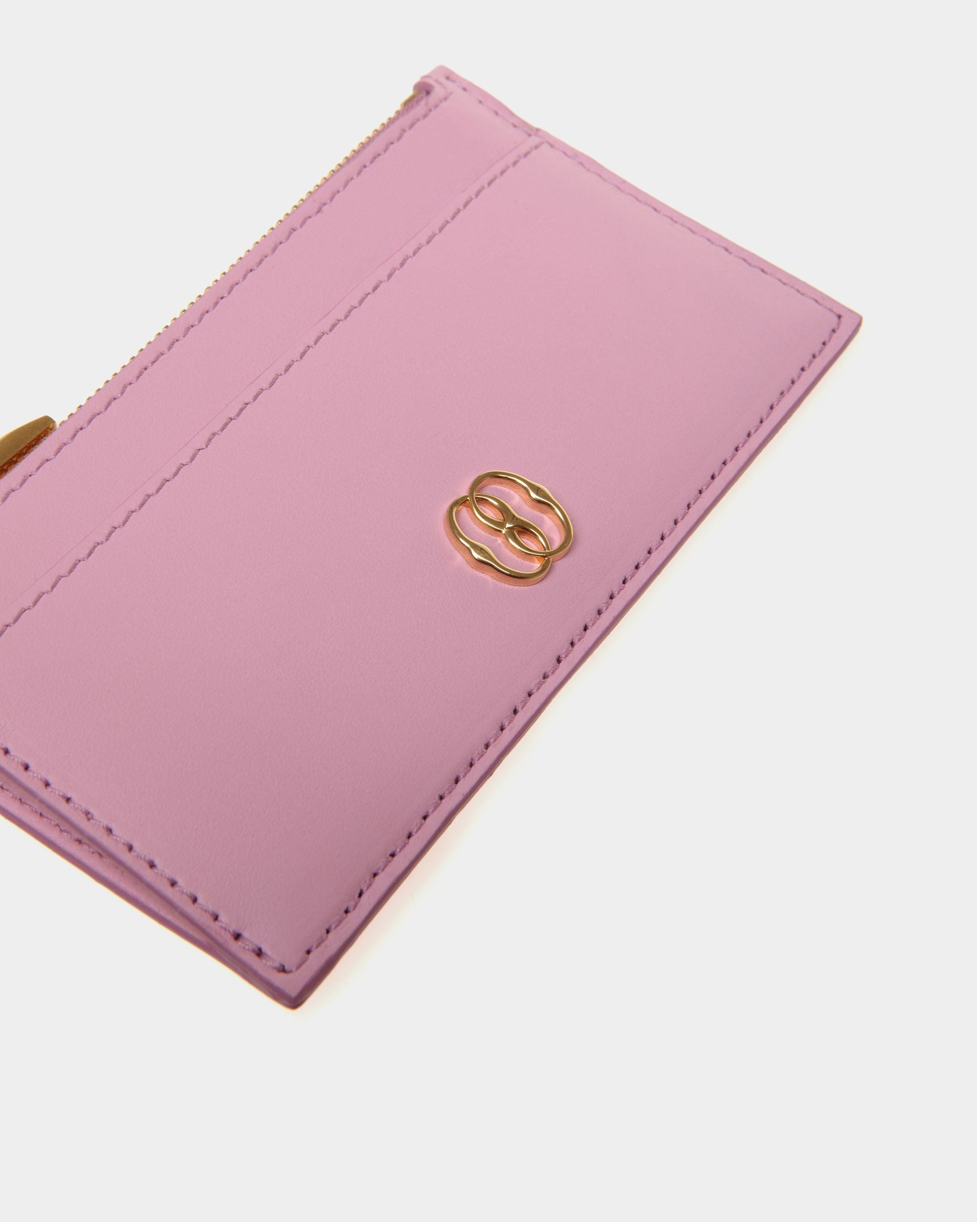 Portacarte Con Zip Emblem In Pelle Rosa - Donna - Bally - 04