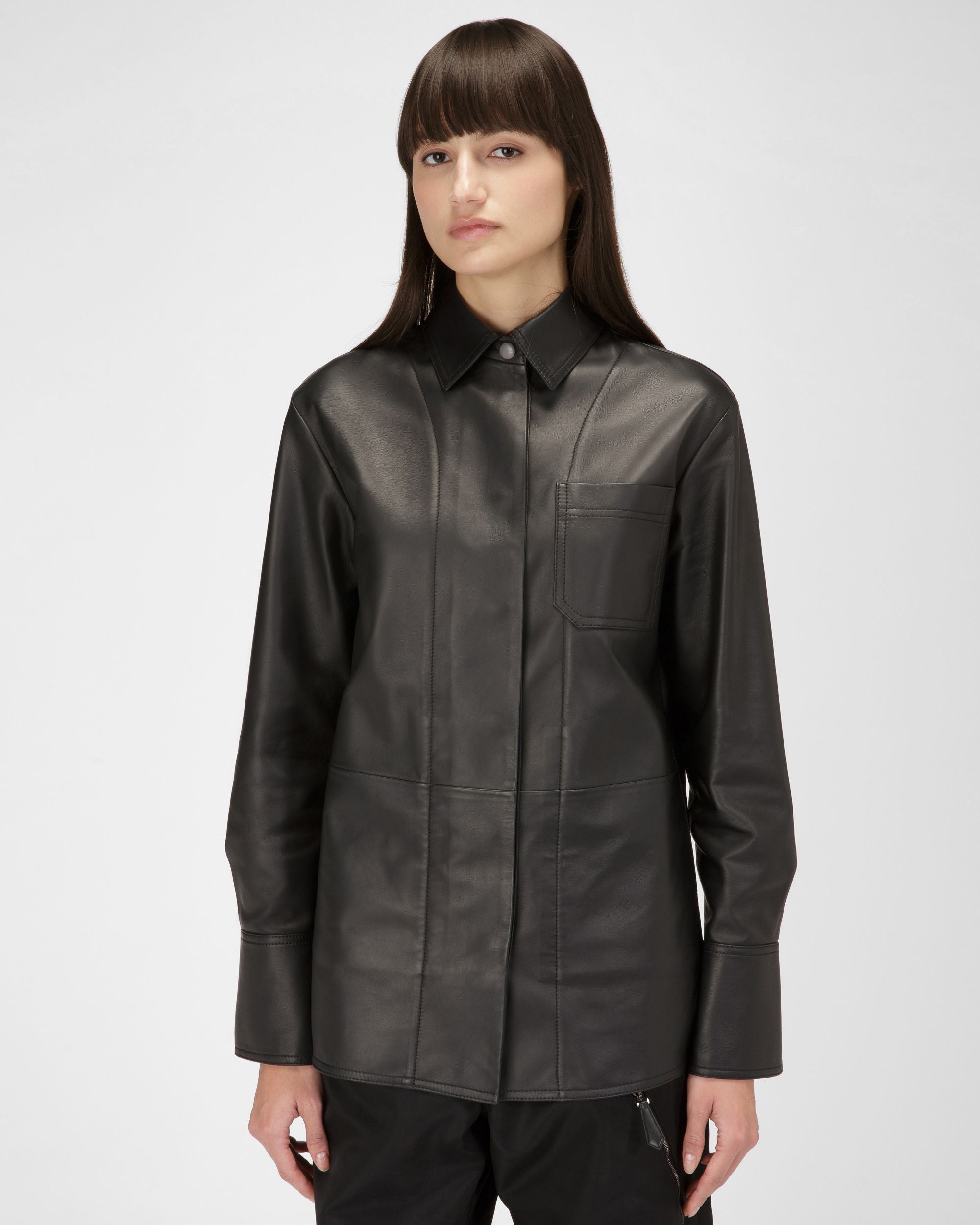 Camicia In Pelle Nera - Donna - Bally - 01