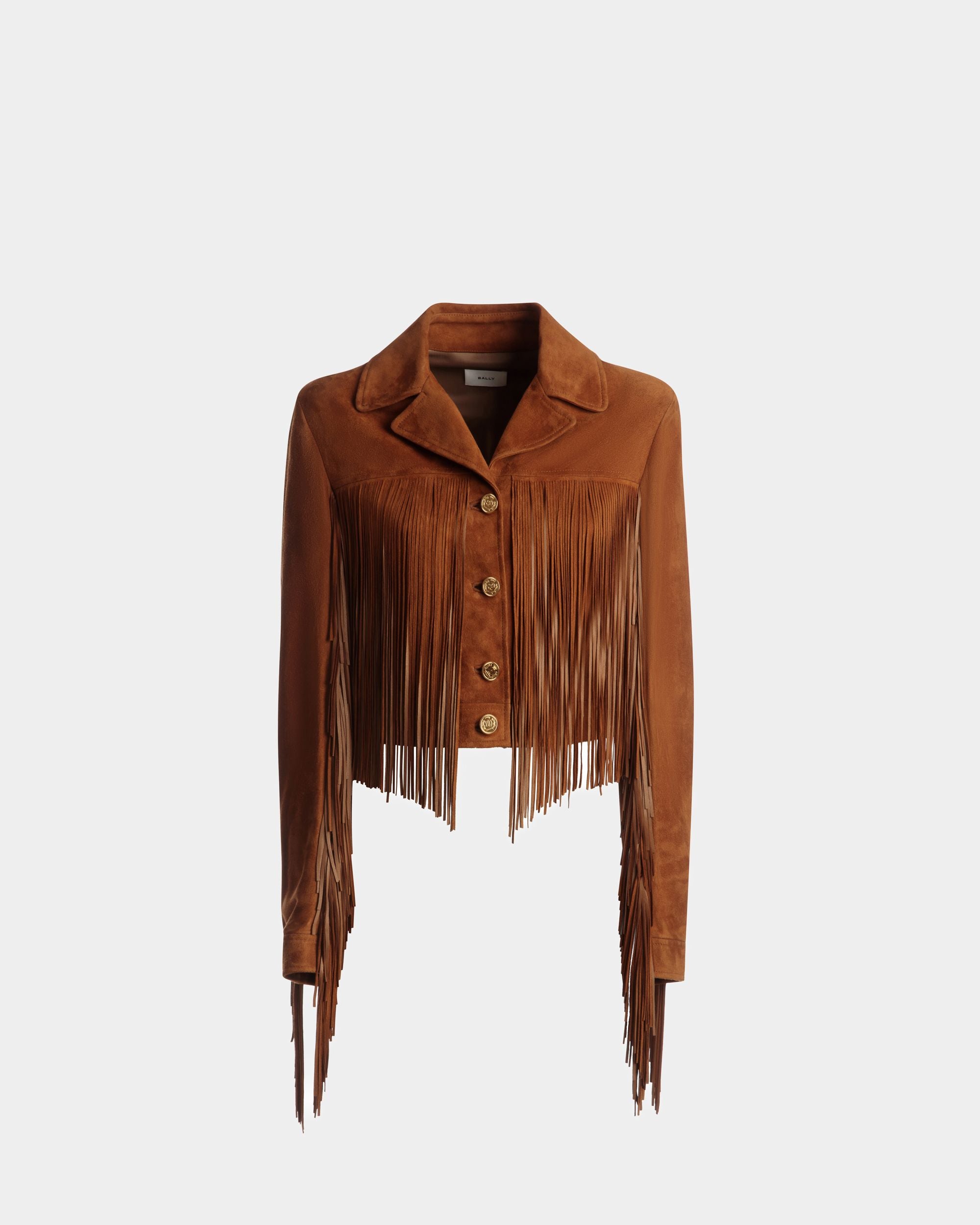 Giacca Con Nappine In Pelle Scamosciata Ocra - Donna - Bally - 01