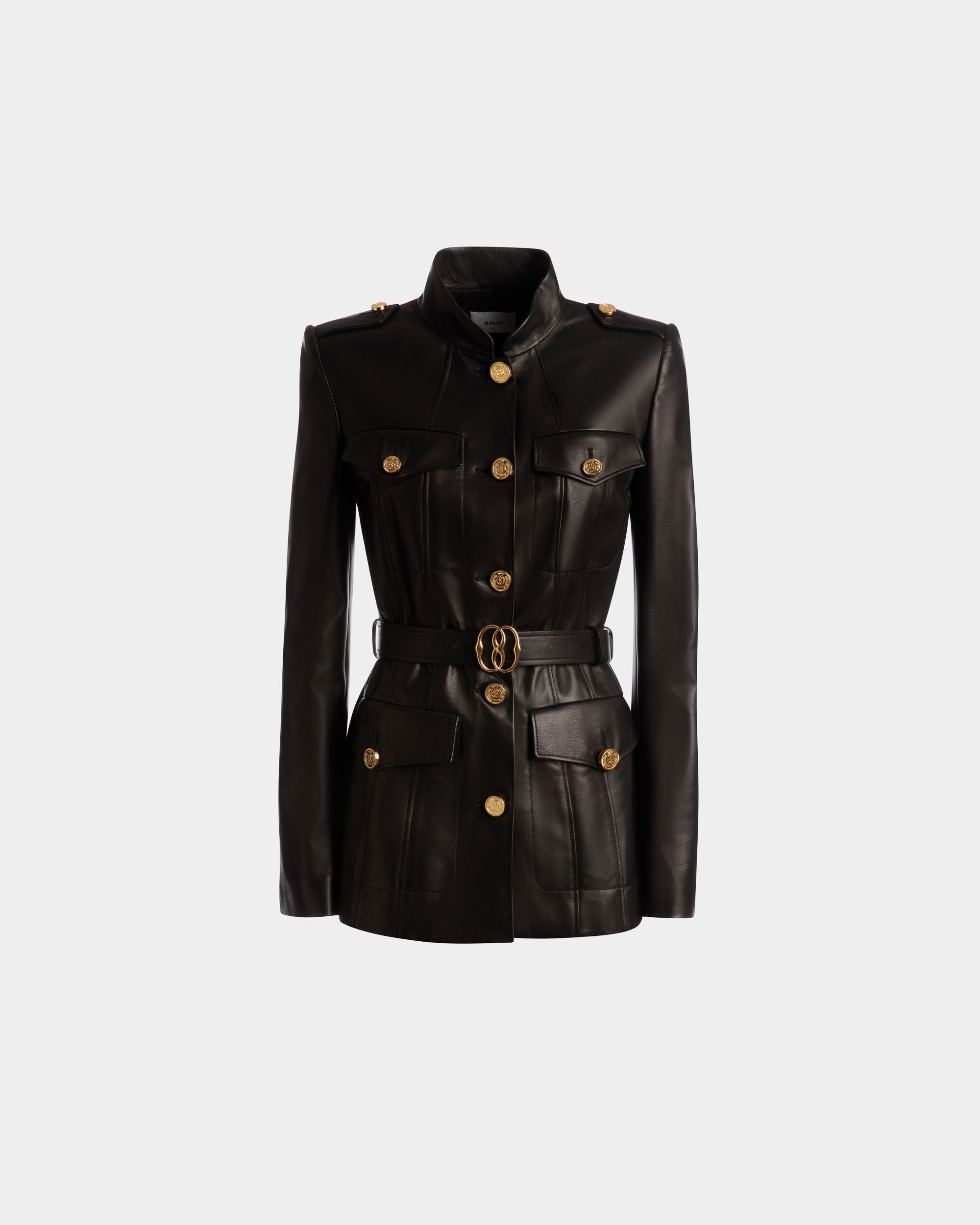 Giacca Con Cintura In Pelle Nera - Donna - Bally - 01