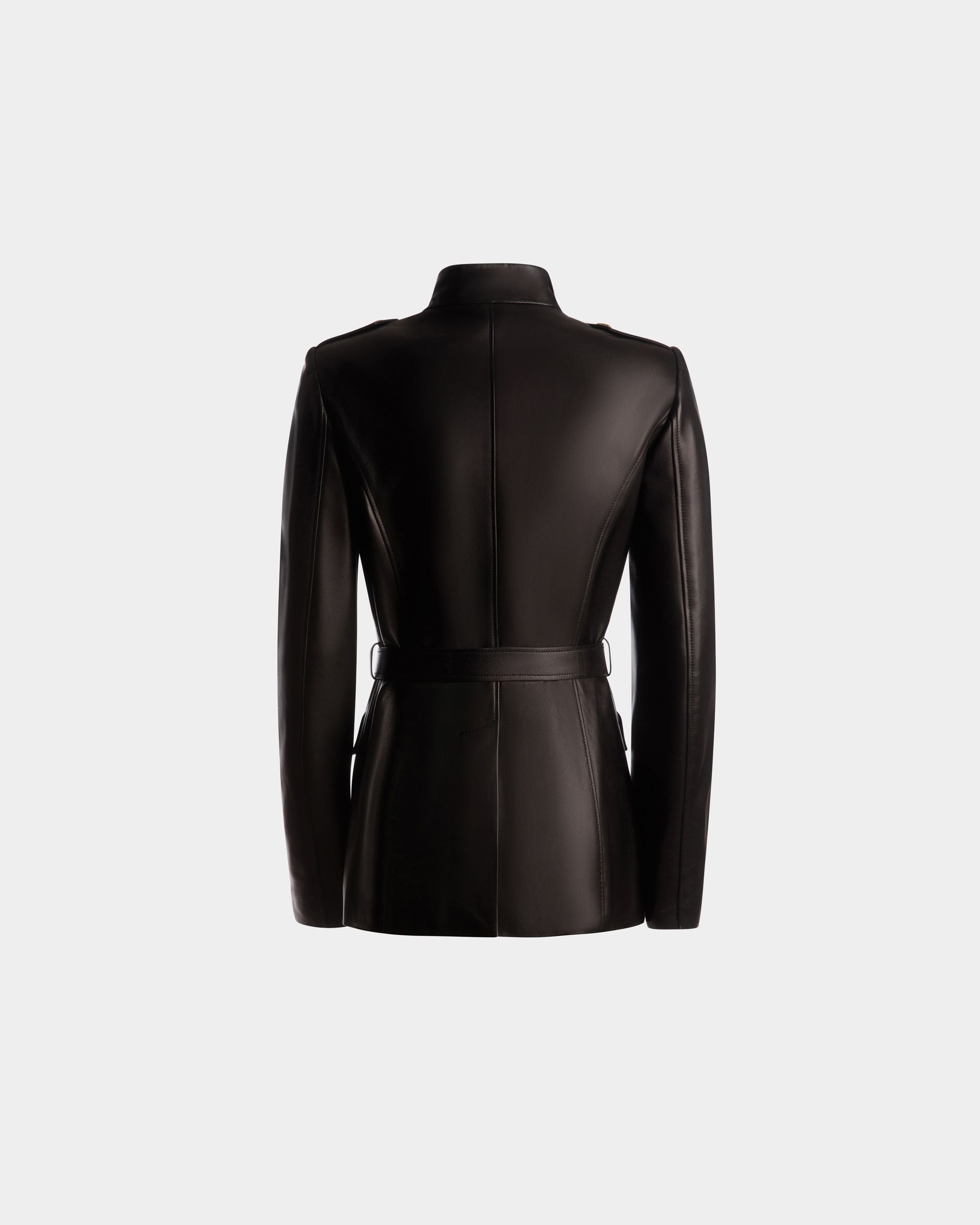 Giacca Con Cintura In Pelle Nera - Donna - Bally - 07