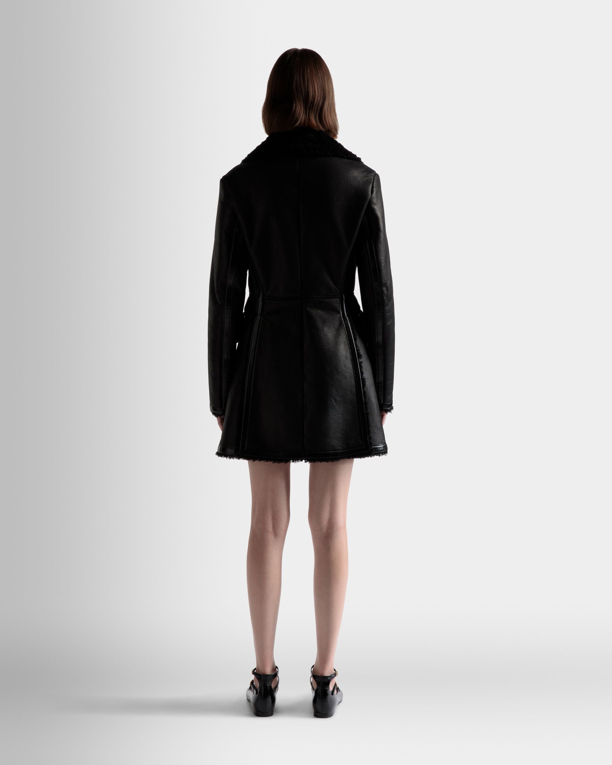Cappotto Foderato In Lana In Pelle Nera - Donna - Bally - 06