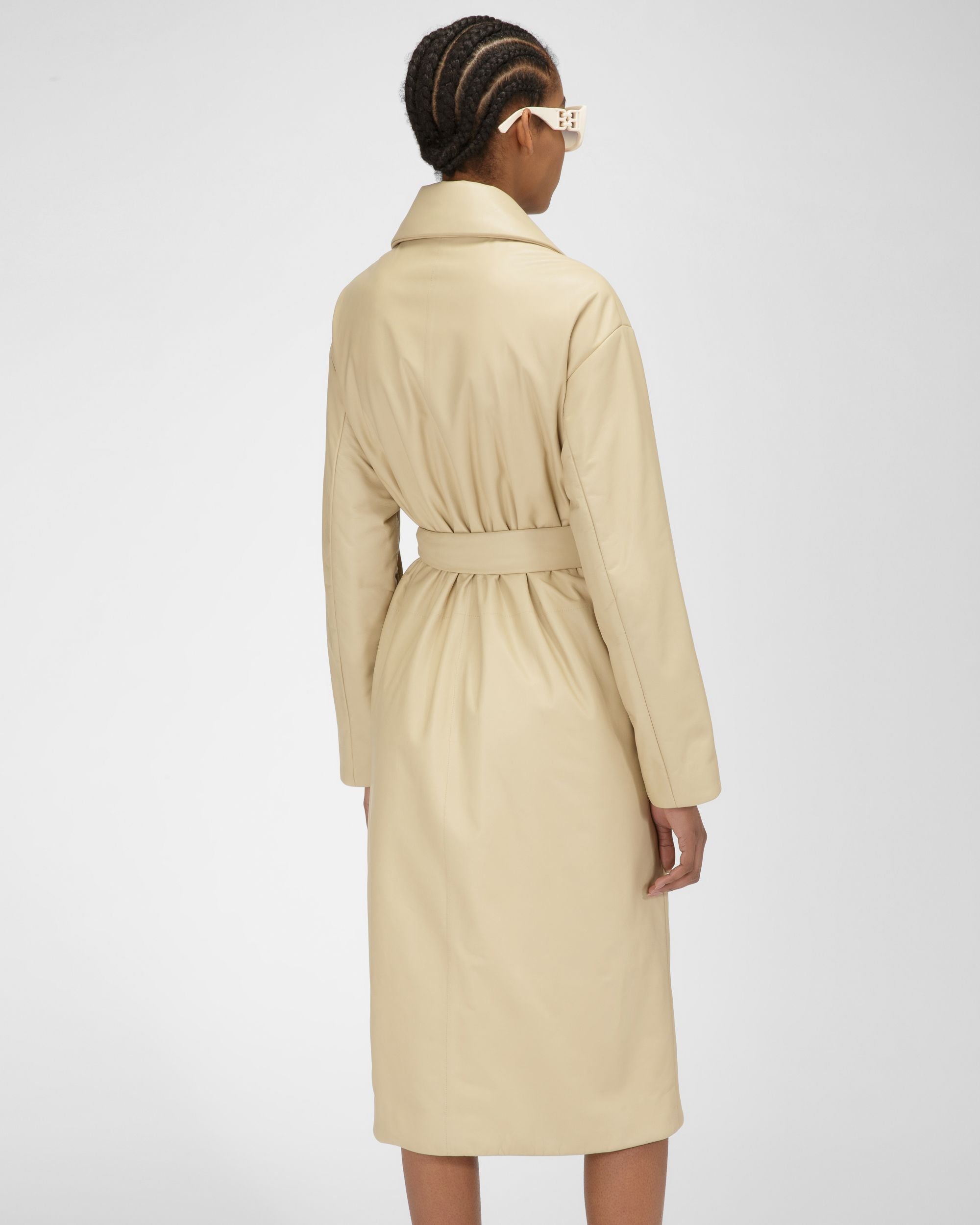 Cappotto Imbottito In Pelle Beige - Donna - Bally - 03