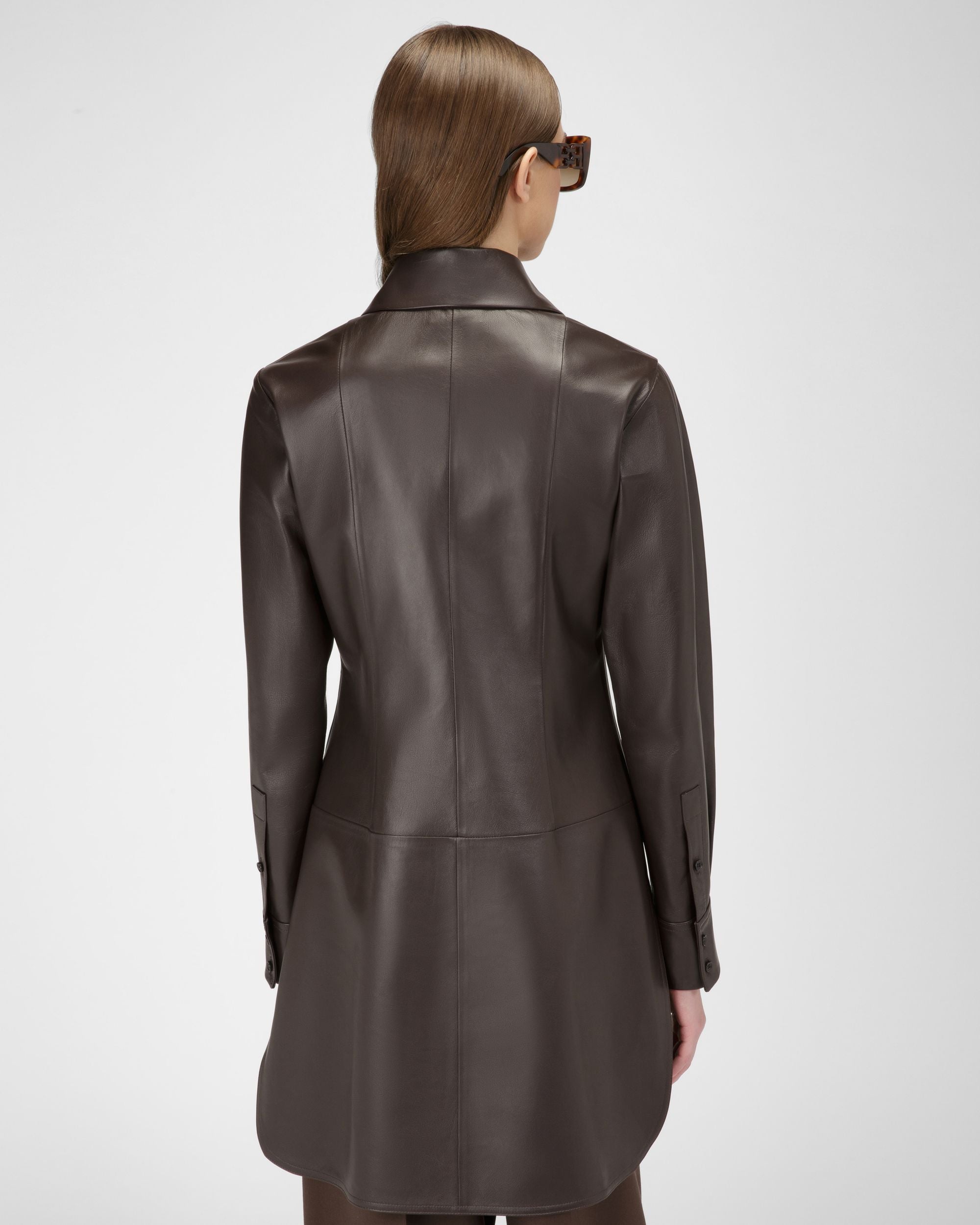 Camicia Longuette In Pelle Marrone Scuro - Donna - Bally - 03