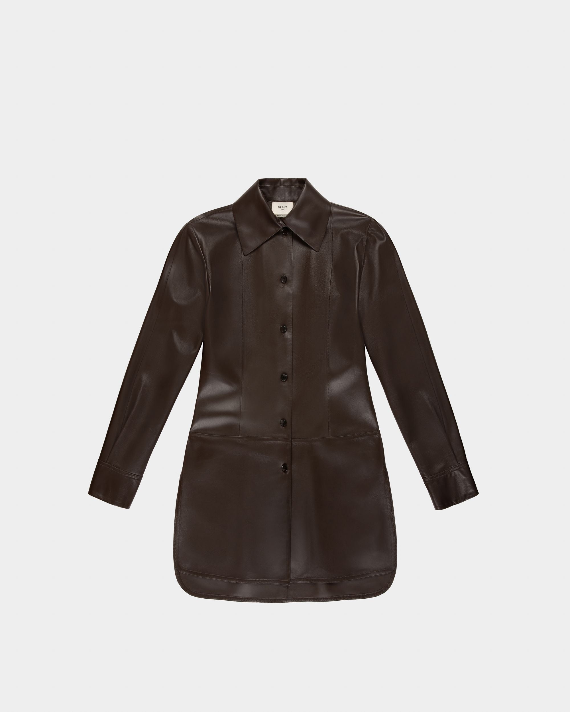 Camicia Longuette In Pelle Marrone Scuro - Donna - Bally - 04