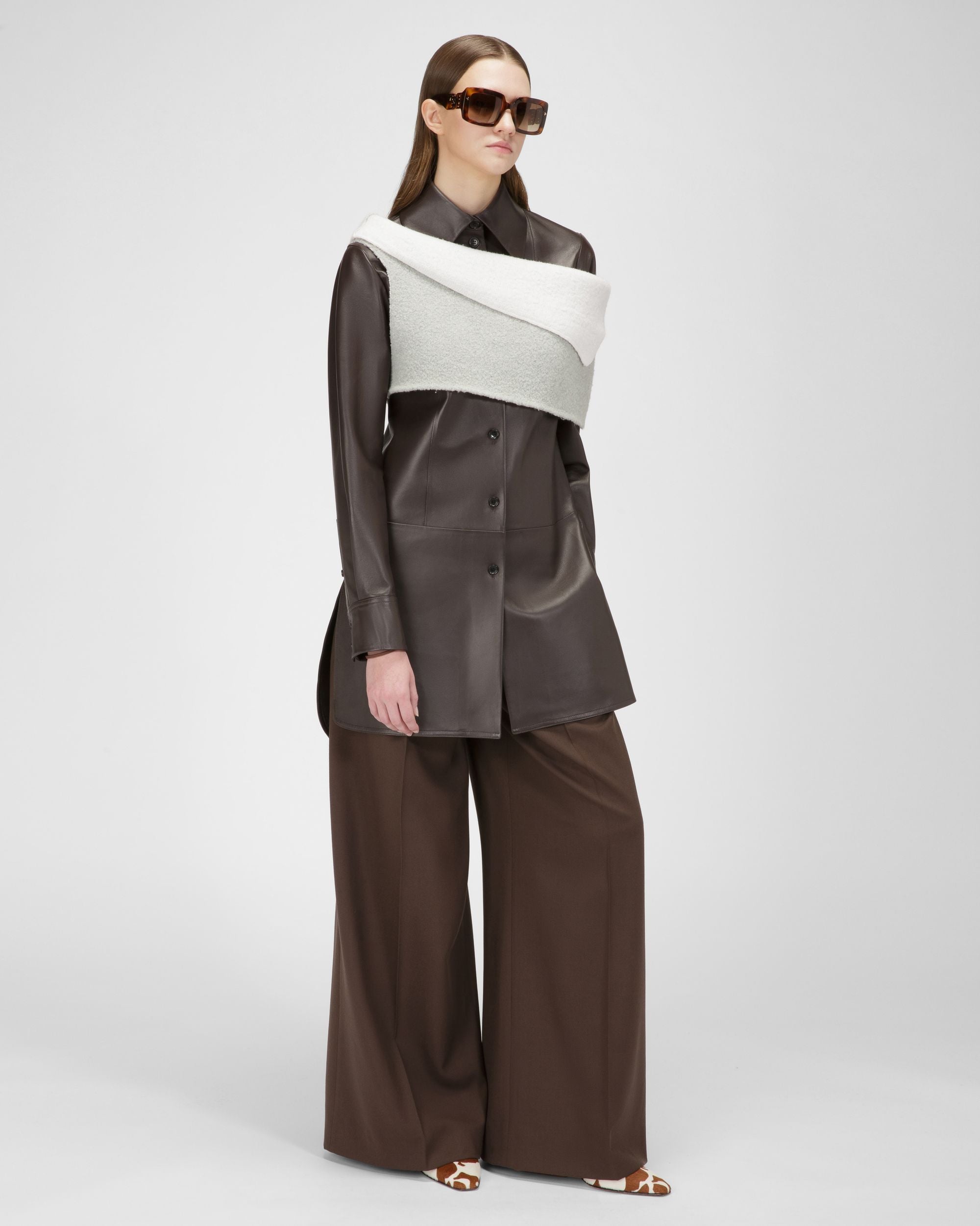 Camicia Longuette In Pelle Marrone Scuro - Donna - Bally - 05