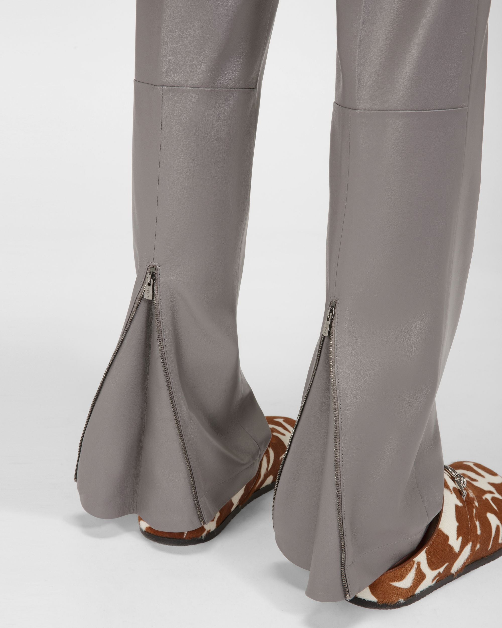 Pantaloni Sartoriali In Pelle Grigi - Donna - Bally - 02