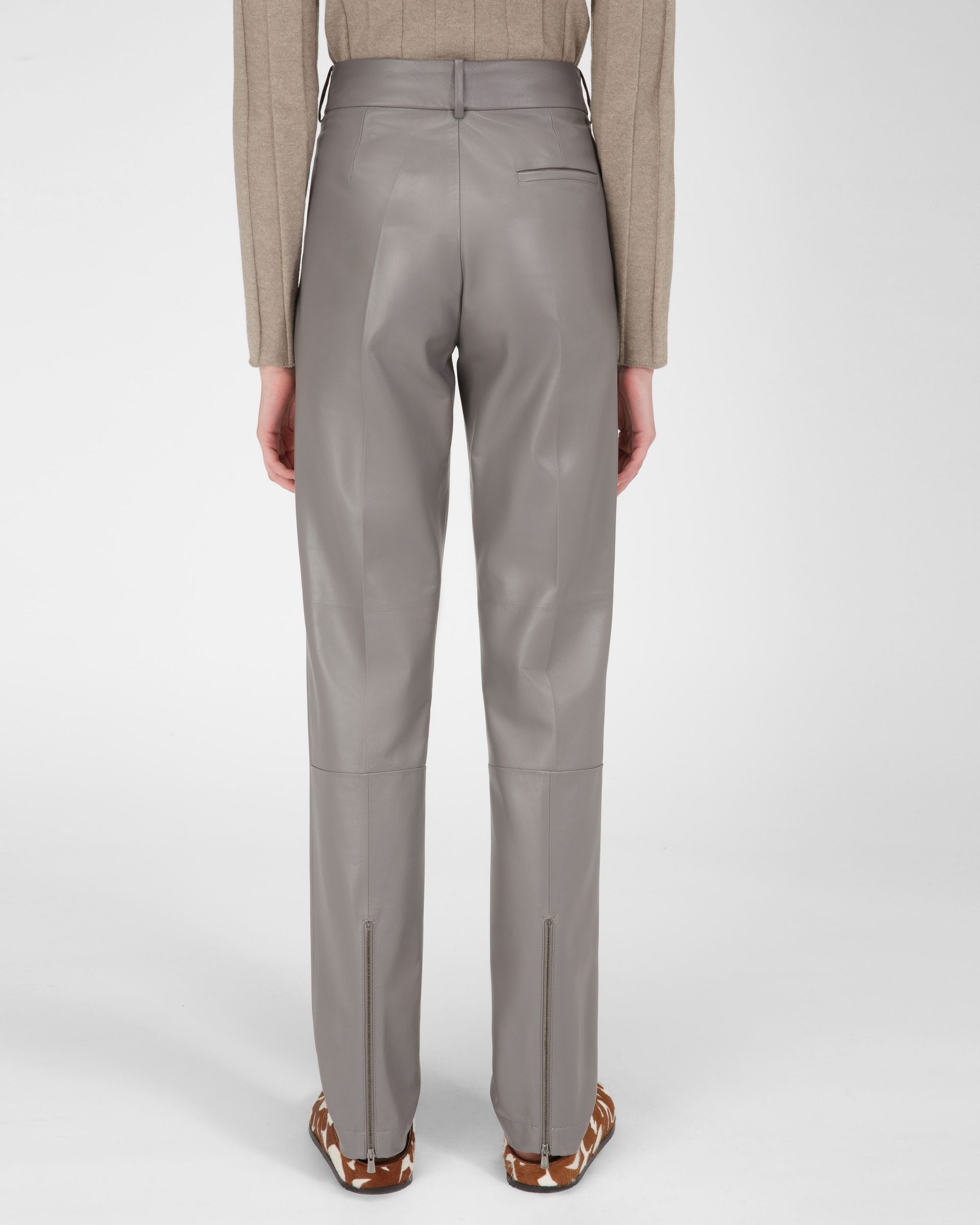 Pantaloni Sartoriali In Pelle Grigi - Donna - Bally - 03