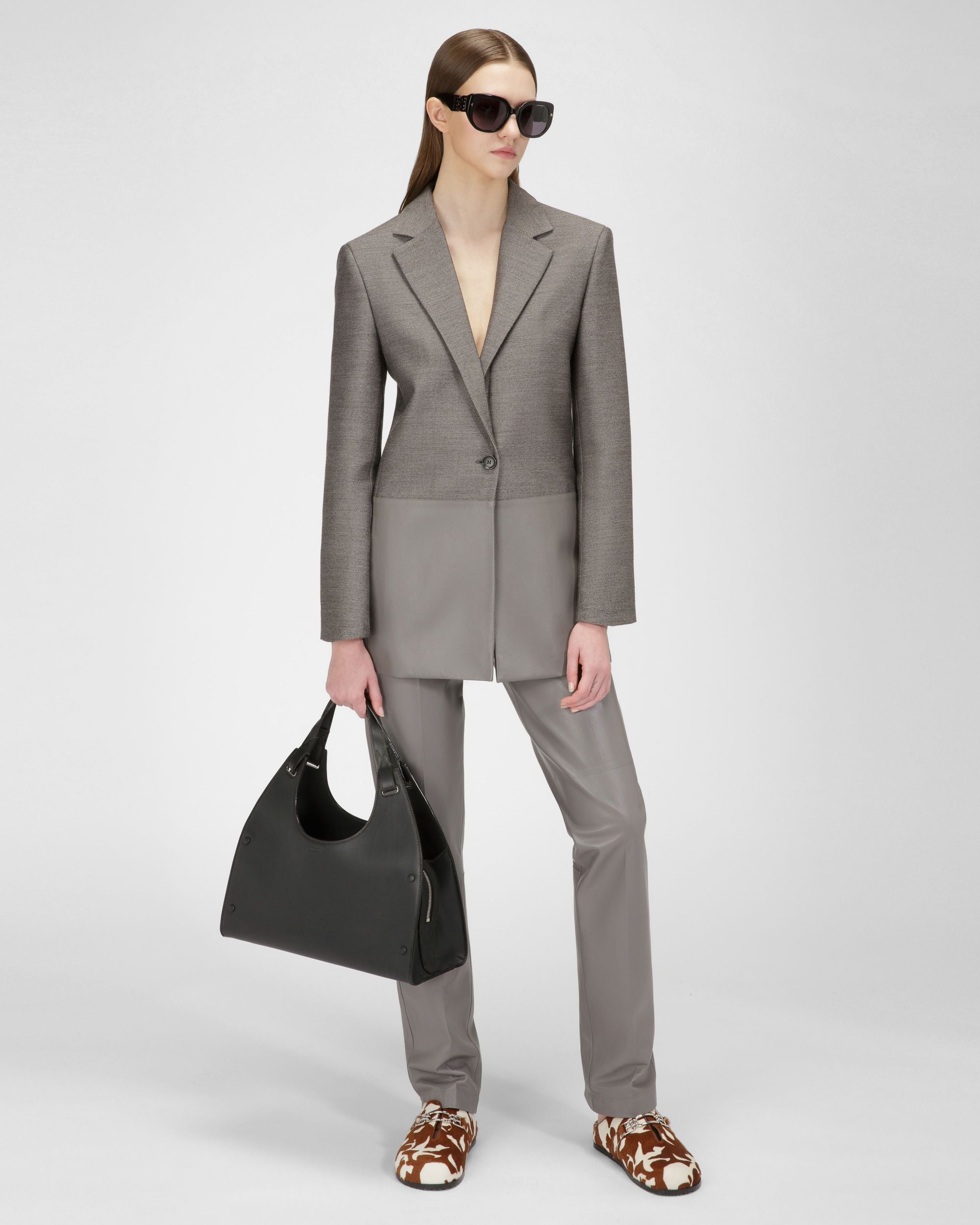 Pantaloni Sartoriali In Pelle Grigi - Donna - Bally - 05
