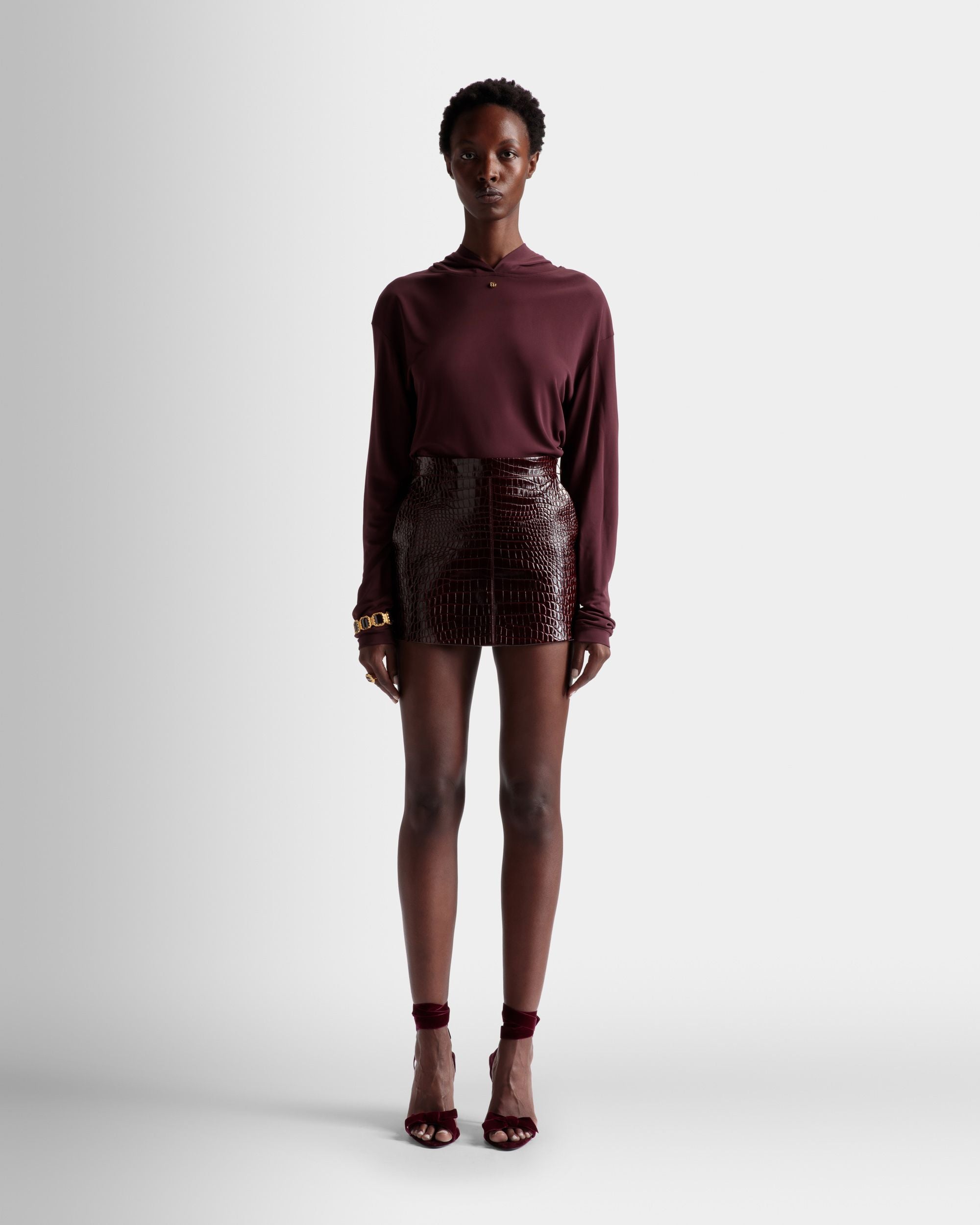 Gonna In Pelle Bordeaux - Donna - Bally - 02