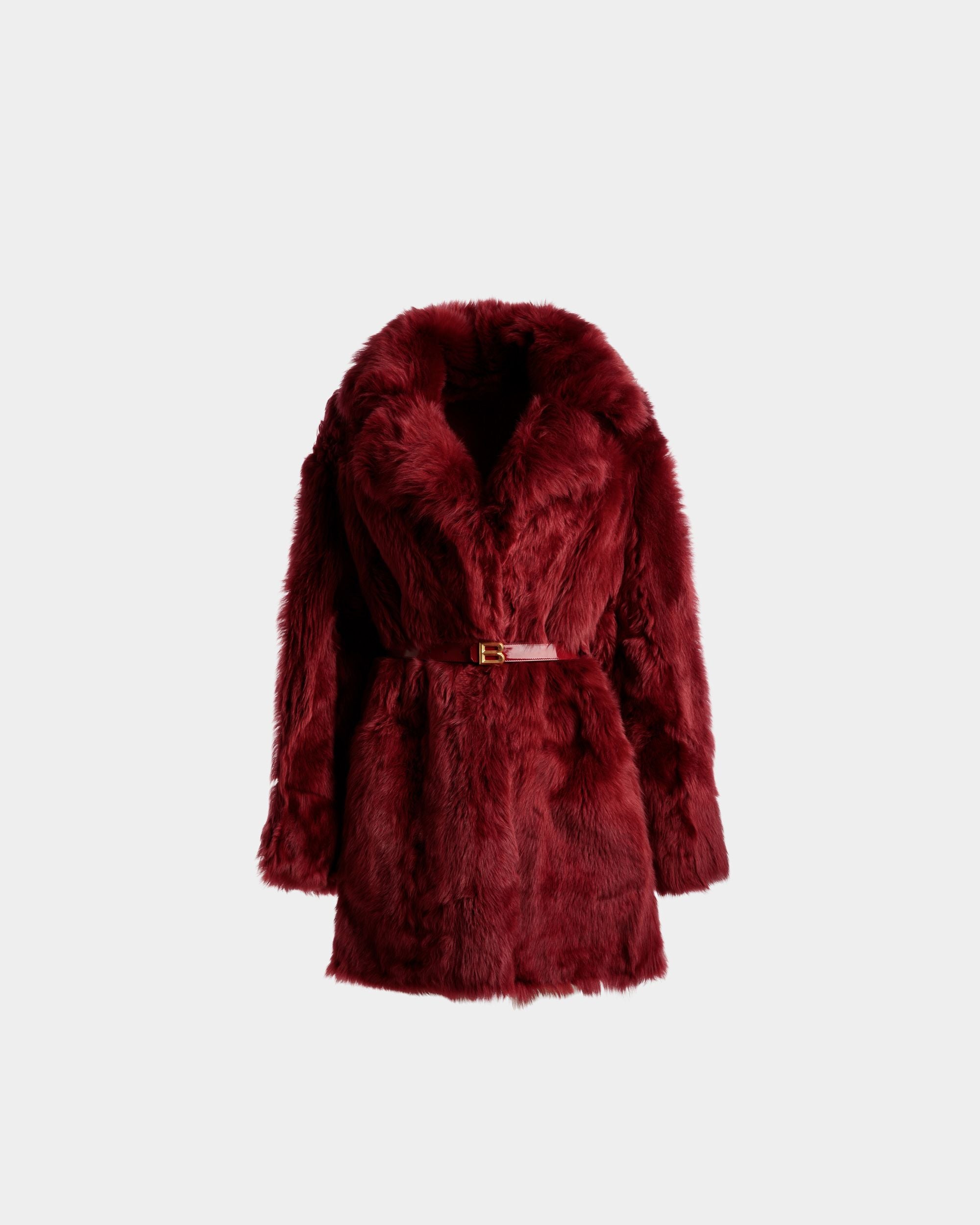 Cappotto In Velours In Pelle Rossa - Donna - Bally - 01