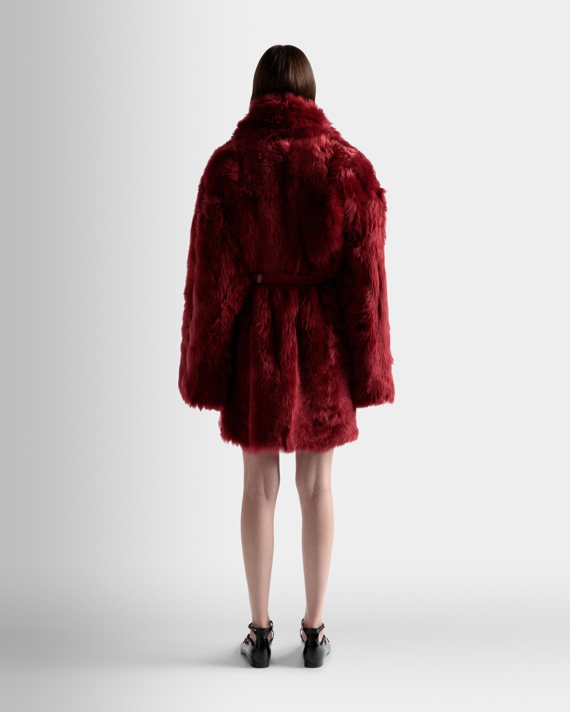Cappotto In Velours In Pelle Rossa - Donna - Bally - 06