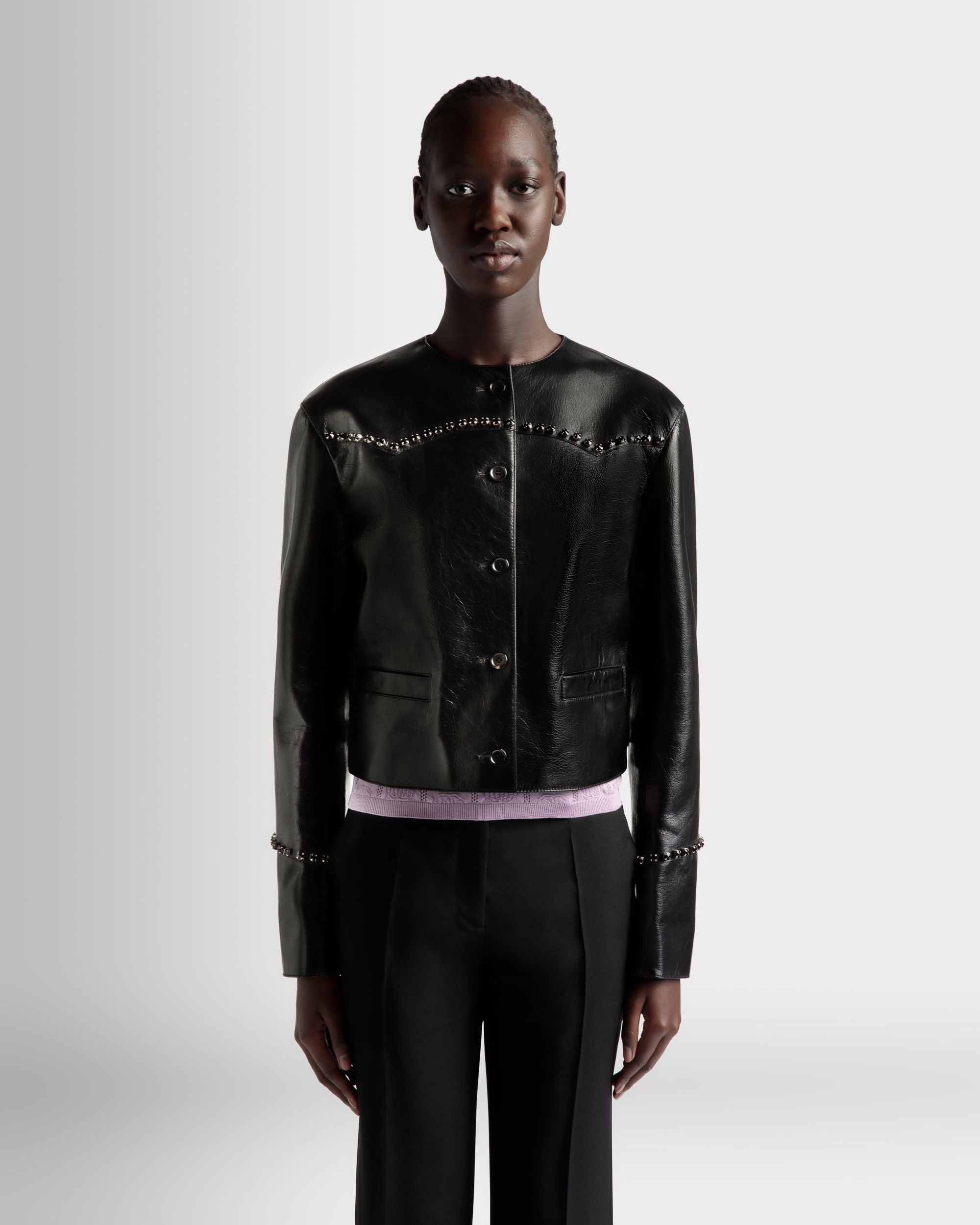 Giacca in Pelle Nera - Donna - Bally - 03